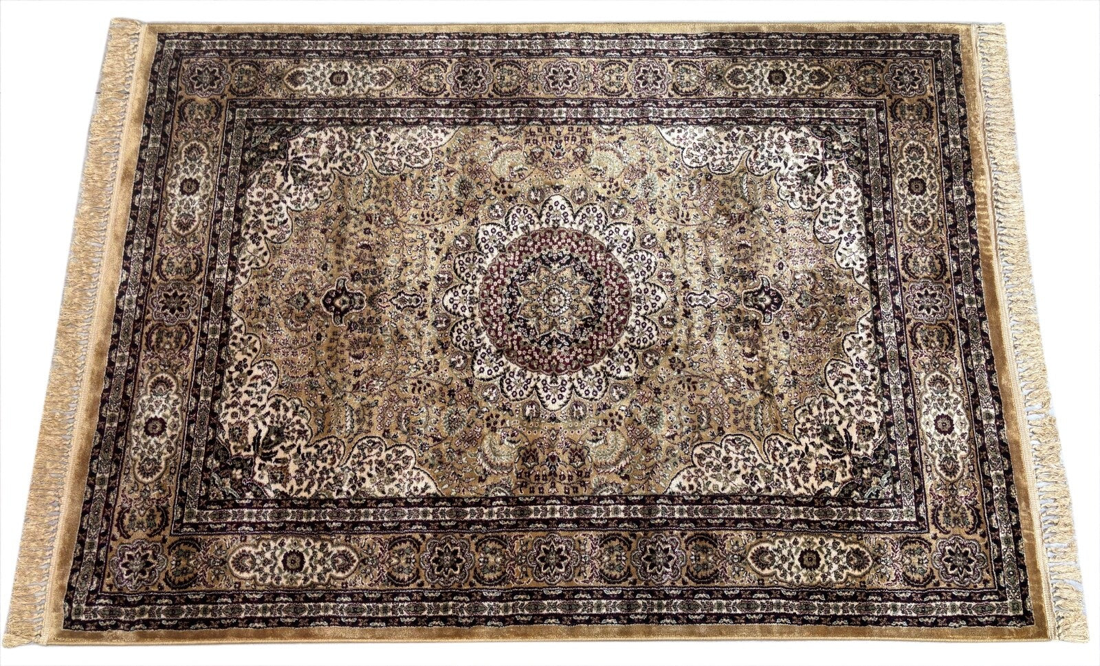 Orientteppich Kašmír Design Teppich Béžová Bordeaux Zlatá 150x210 cm M38G