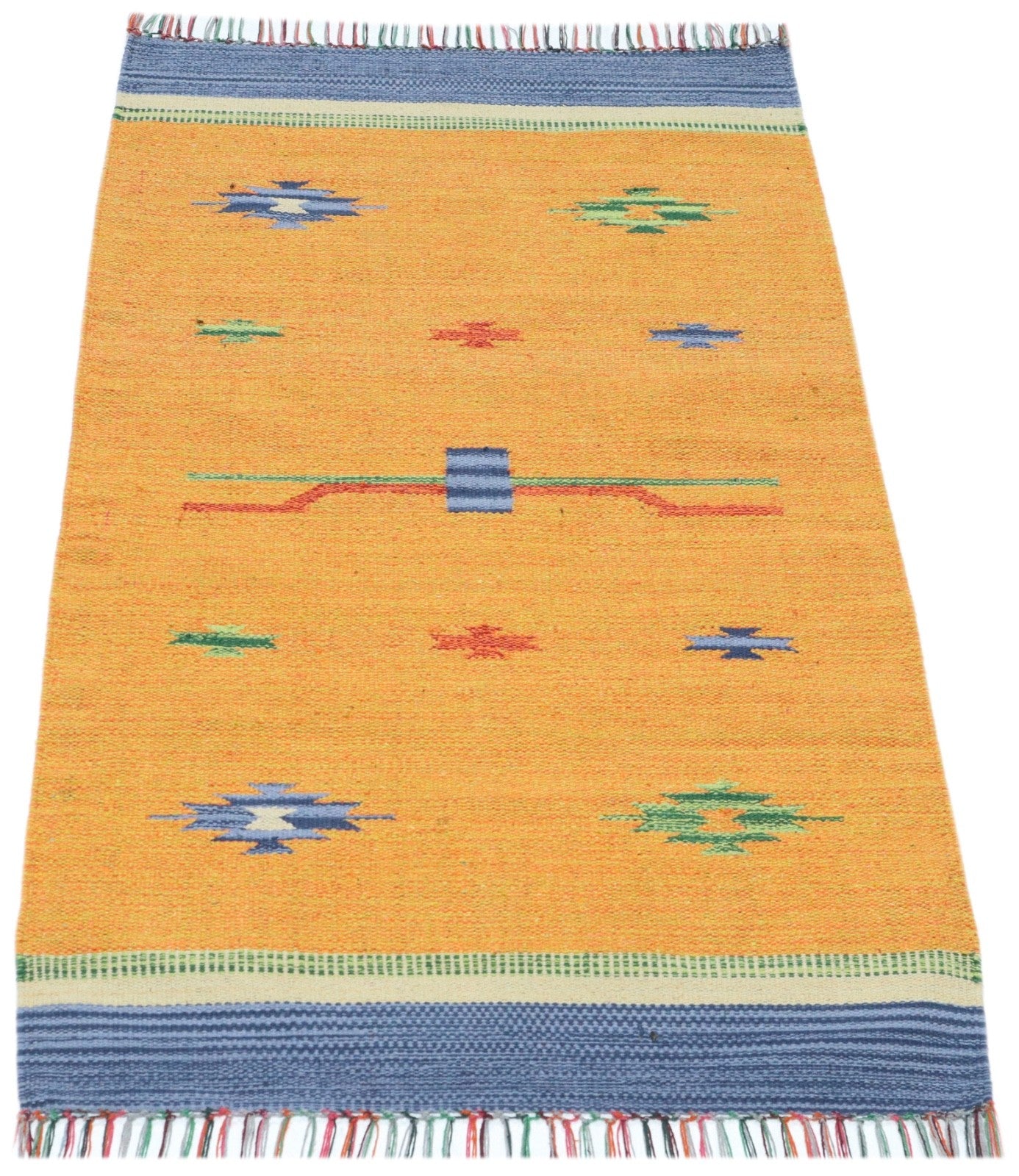 Kelim Teppich 100% Baumwolle flach gewebt mit Fransen Kilim Dhurrie 8 Designs CT