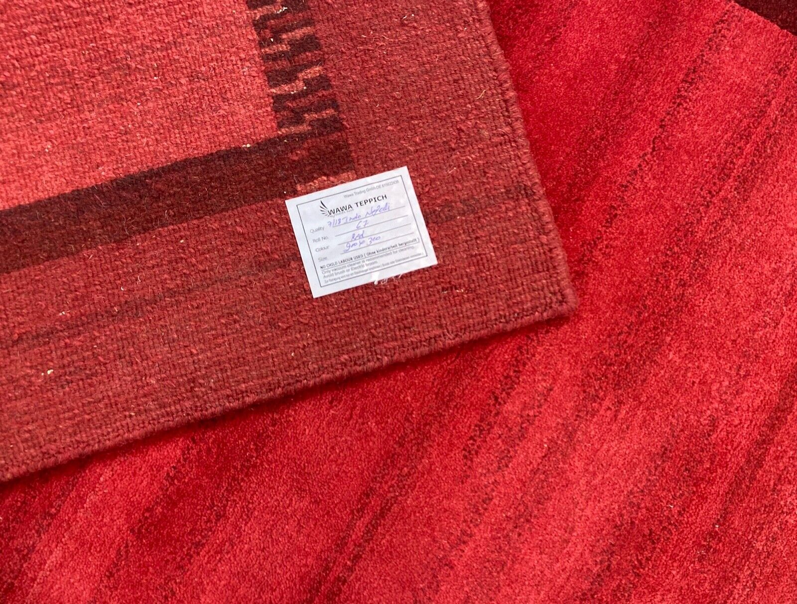 Indo Nepal Handgeknüpft Teppich Rot 100% Wolle Hochwertiger Orientteppich