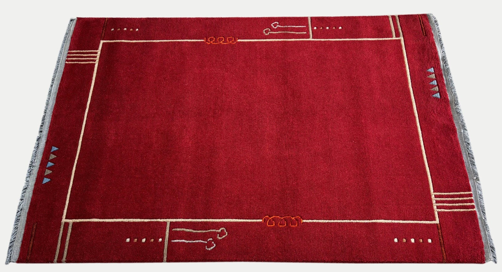 Rot Teppich Indo Nepál Handgeknüpft 100% Wolle 161x242 cm Orientteppich PR55 