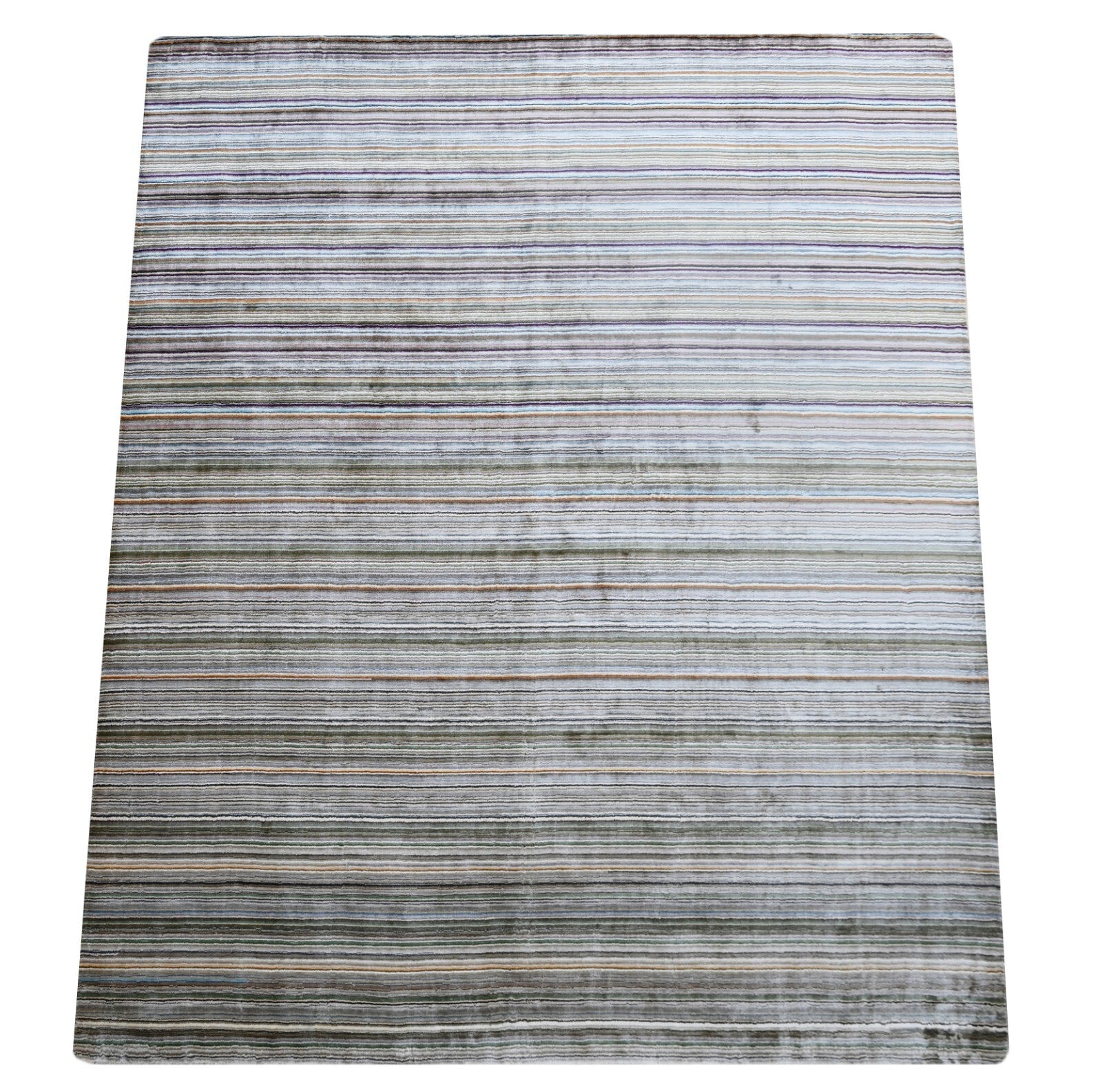 Handgewebter Teppich 250x300  Multi-Silber  Viskose Glanzoptik  Wohnzimmer SH266