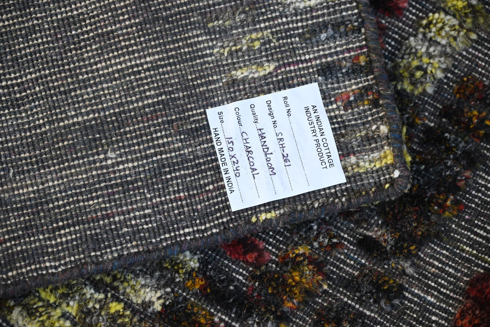 Tappeto tessuto a mano 150x240 carbone lucido lana soggiorno SH261