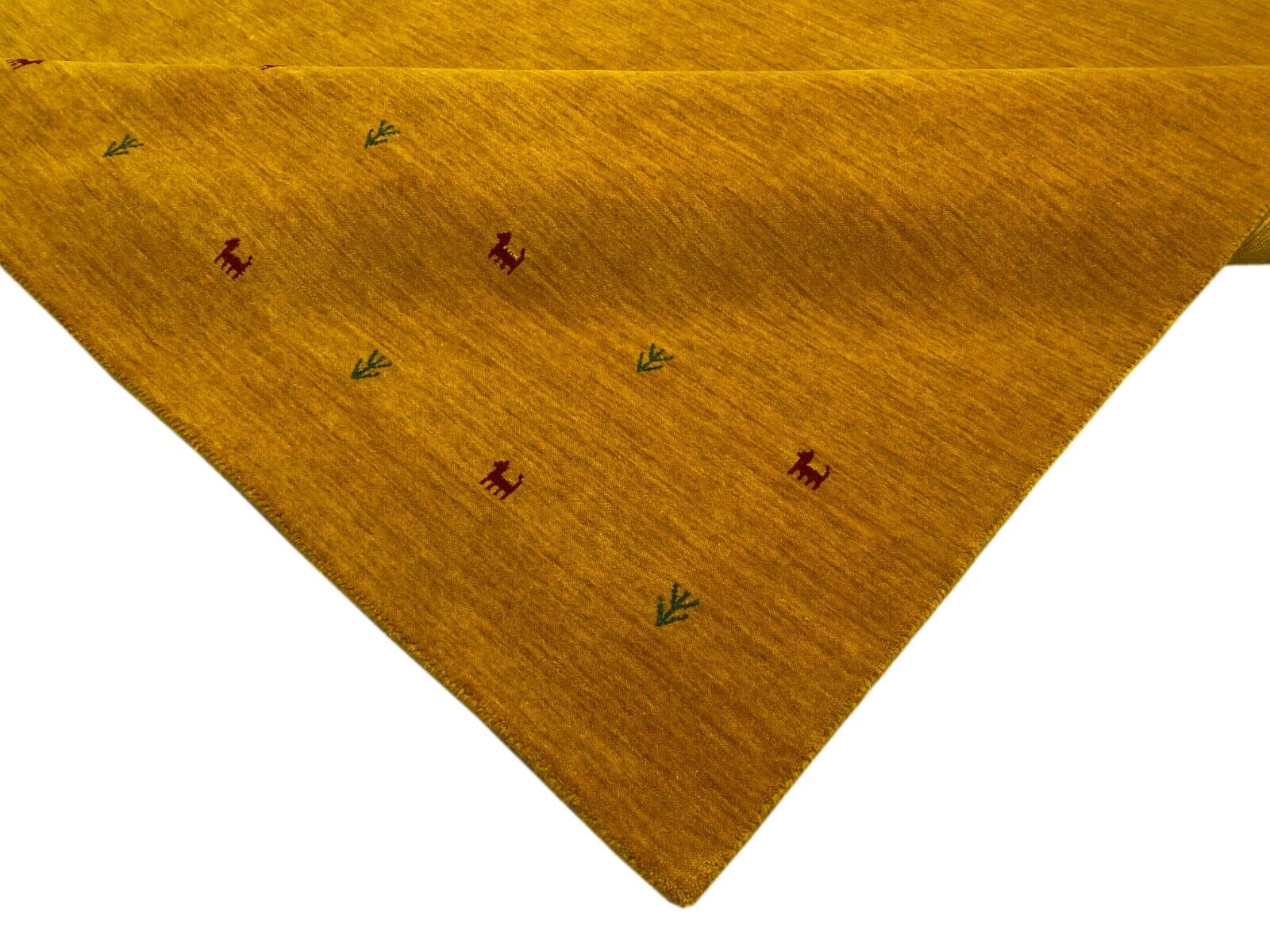 Gold Gabbeh Teppich 100% Wolle Orientteppich Handgewebt  Loom Brücke G625T3