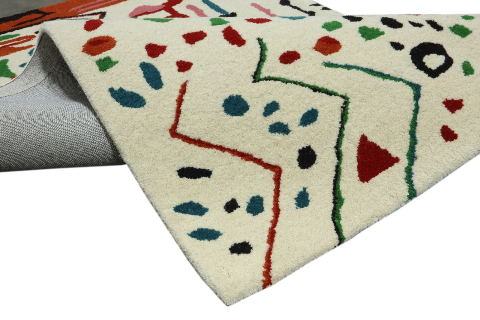 Wollteppich 120x180 Béžová Bunt Marokko Abstraktní vzor Teppich Handgetufte HT300