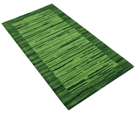 Grün Teppich 100% Wolle 70X140 cm Handarbeit Mint Handgetuftet T992