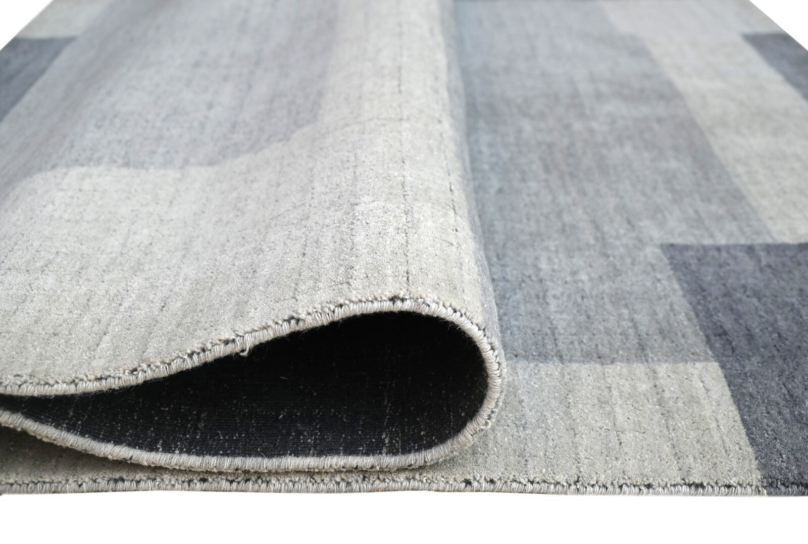 Handgewebter Teppich 160x230 blau-multi Glanzoptik Wolle Flach Wohnzimmer SH107