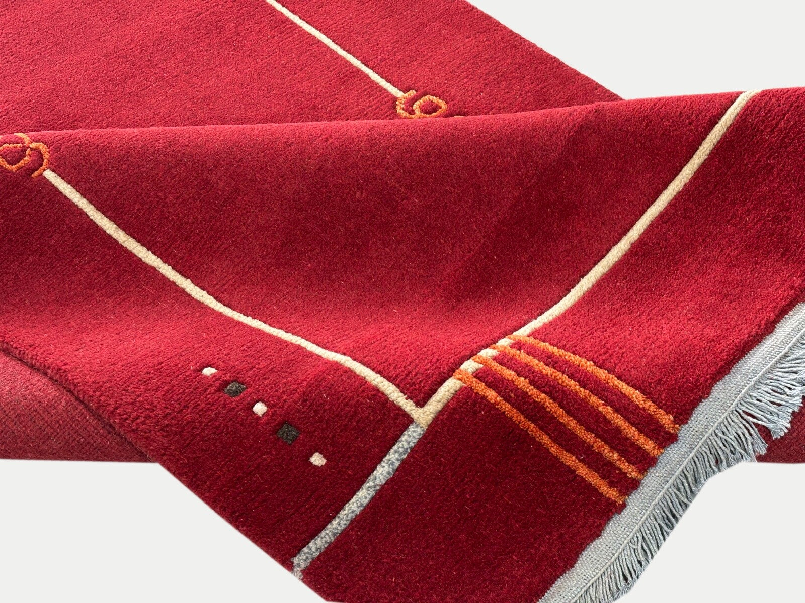 Rot Teppich Indo Nepal Handgeknüpft 100% Wolle 160X230 cm Orientteppich R55B