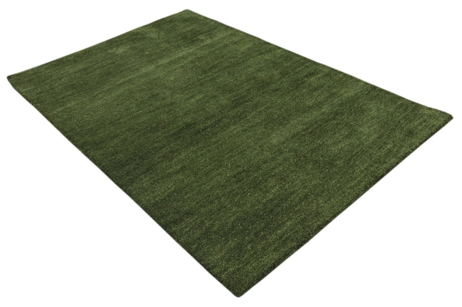 Gabbeh Teppich 100% Wolle Grün Uni Farbe 120x180 cm  Handgemacht PL22