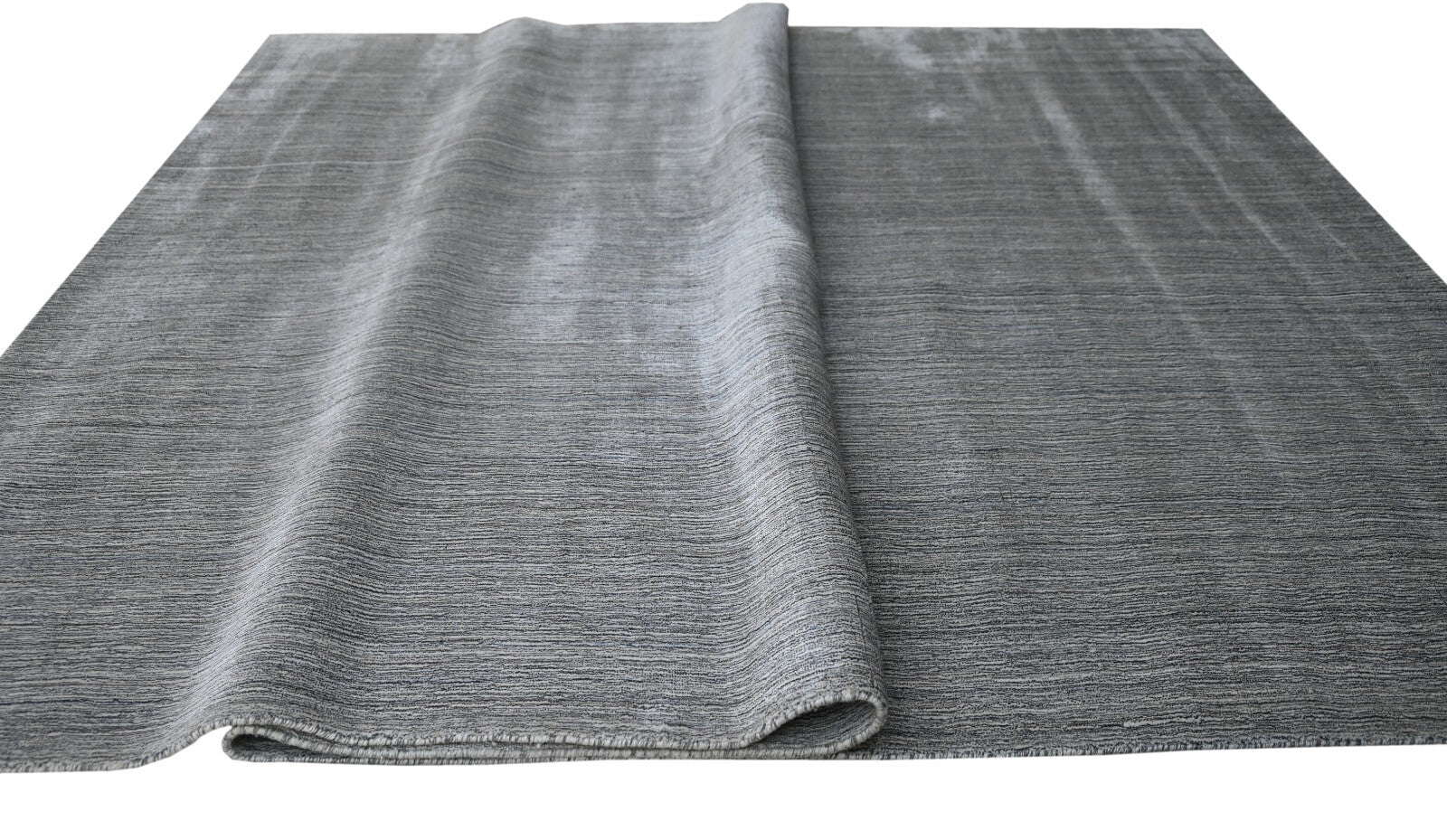 Handgewebter Teppich 300x400 Silber Glanzoptik Leinen Flach Wohnzimmer SH222