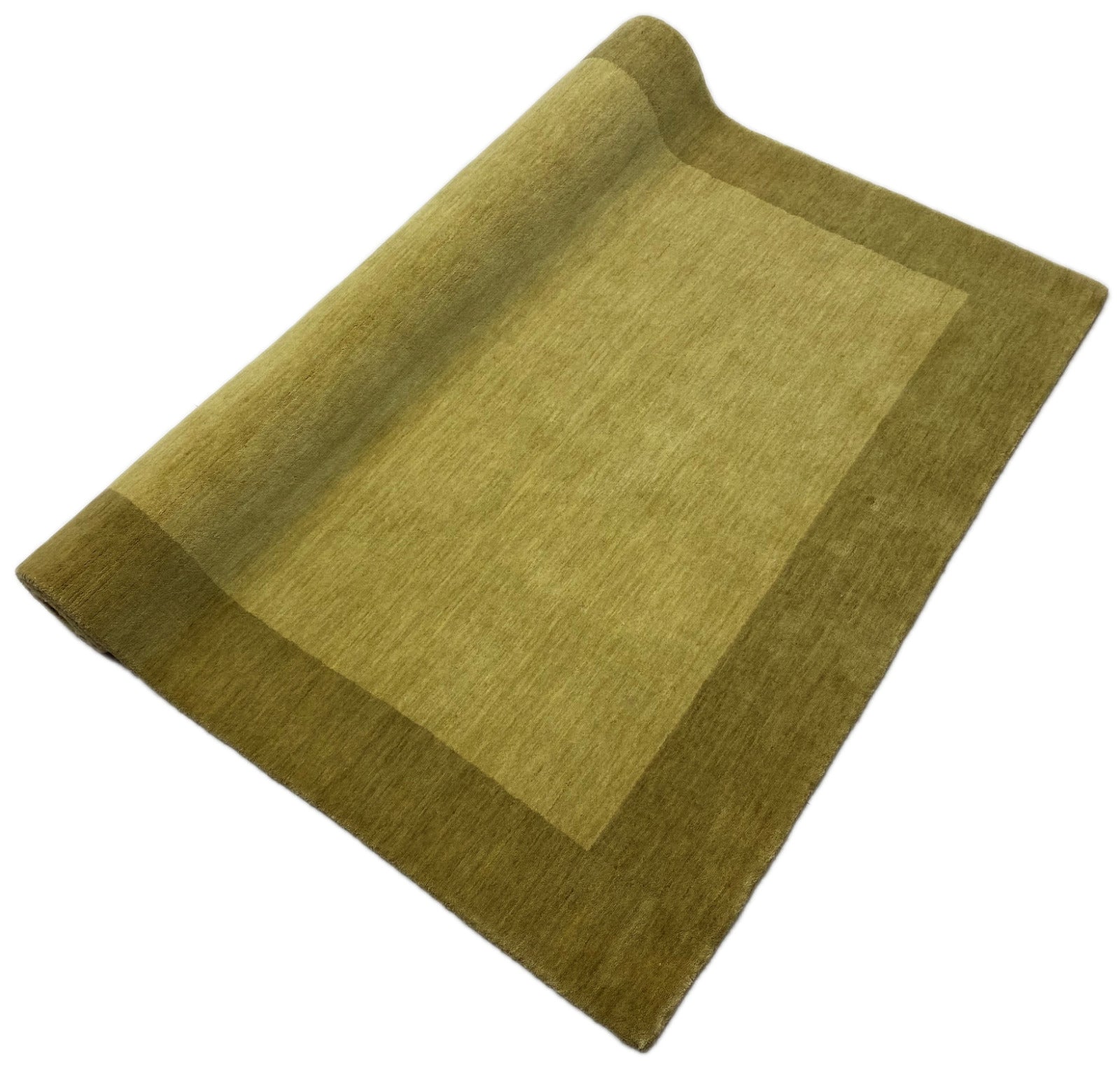Handgefertigter Wollteppich 140x200 cm Hochwertig Olivbraun Sandbeige Modern 190