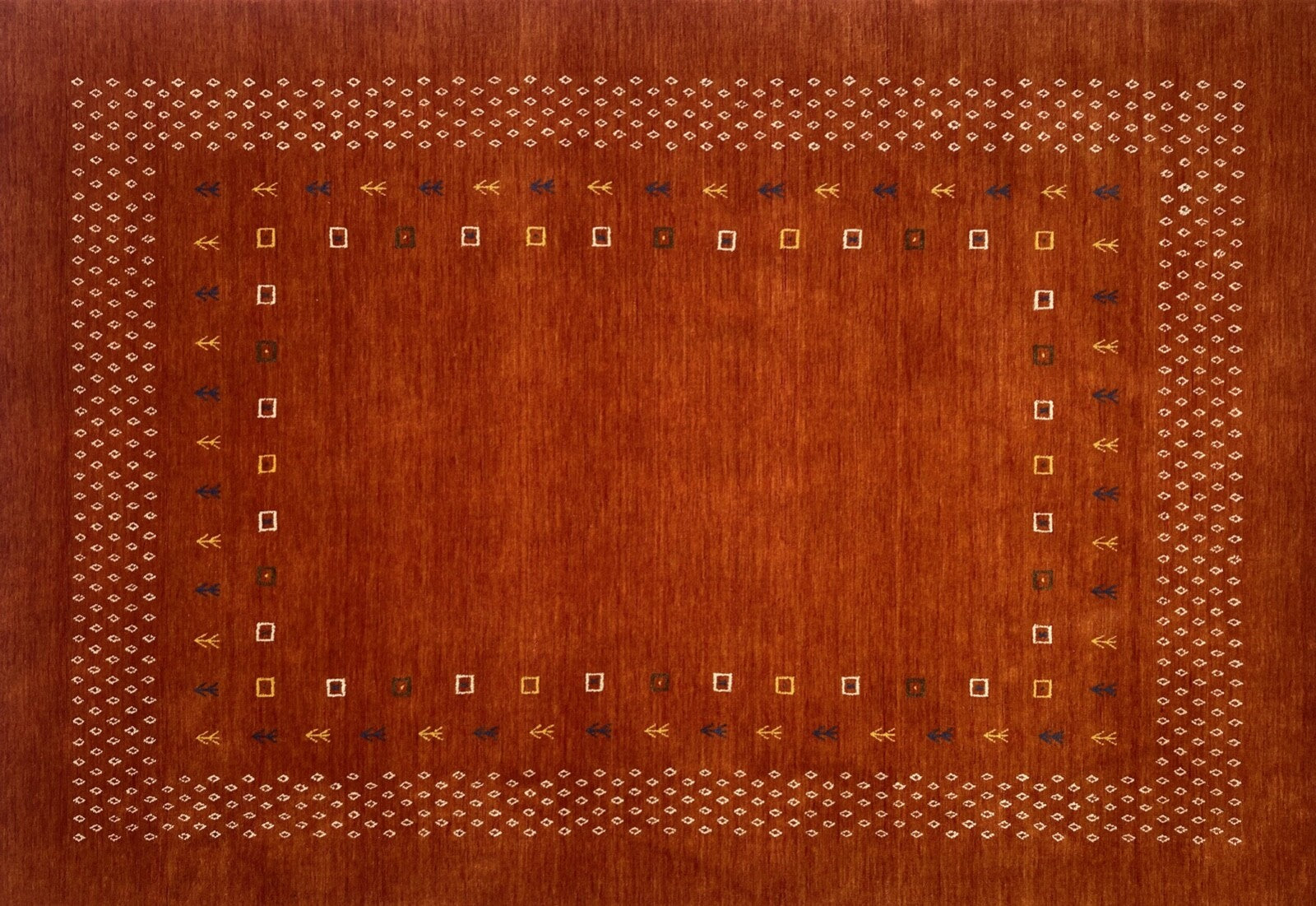 Terrakotta Teppich 100% Wolle 200x300 cm Handgewebt Orange Orientteppich ac4