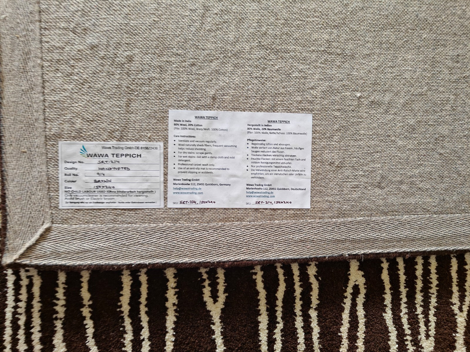 Handgetufteter Wolle Viskose teppich 150x240 braun  Modern Wohnzimmer SH214