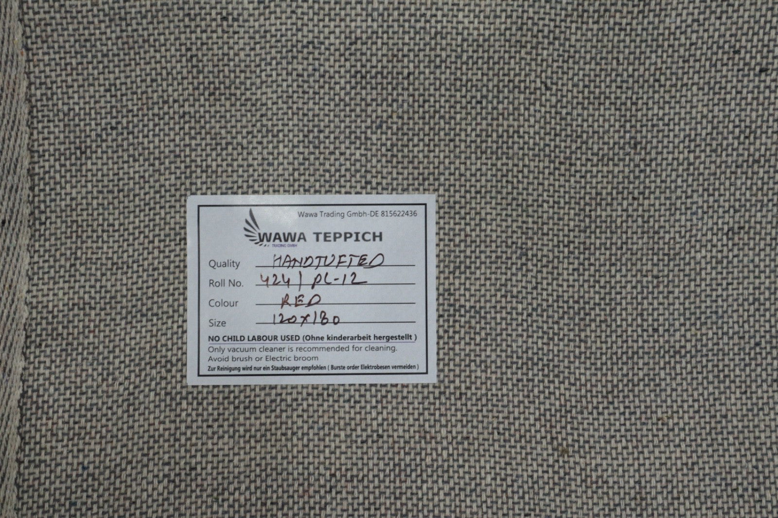 Gabbeh Teppich 100% Wolle Rot Uni Farbe 120x180 cm  Handgemacht PL12