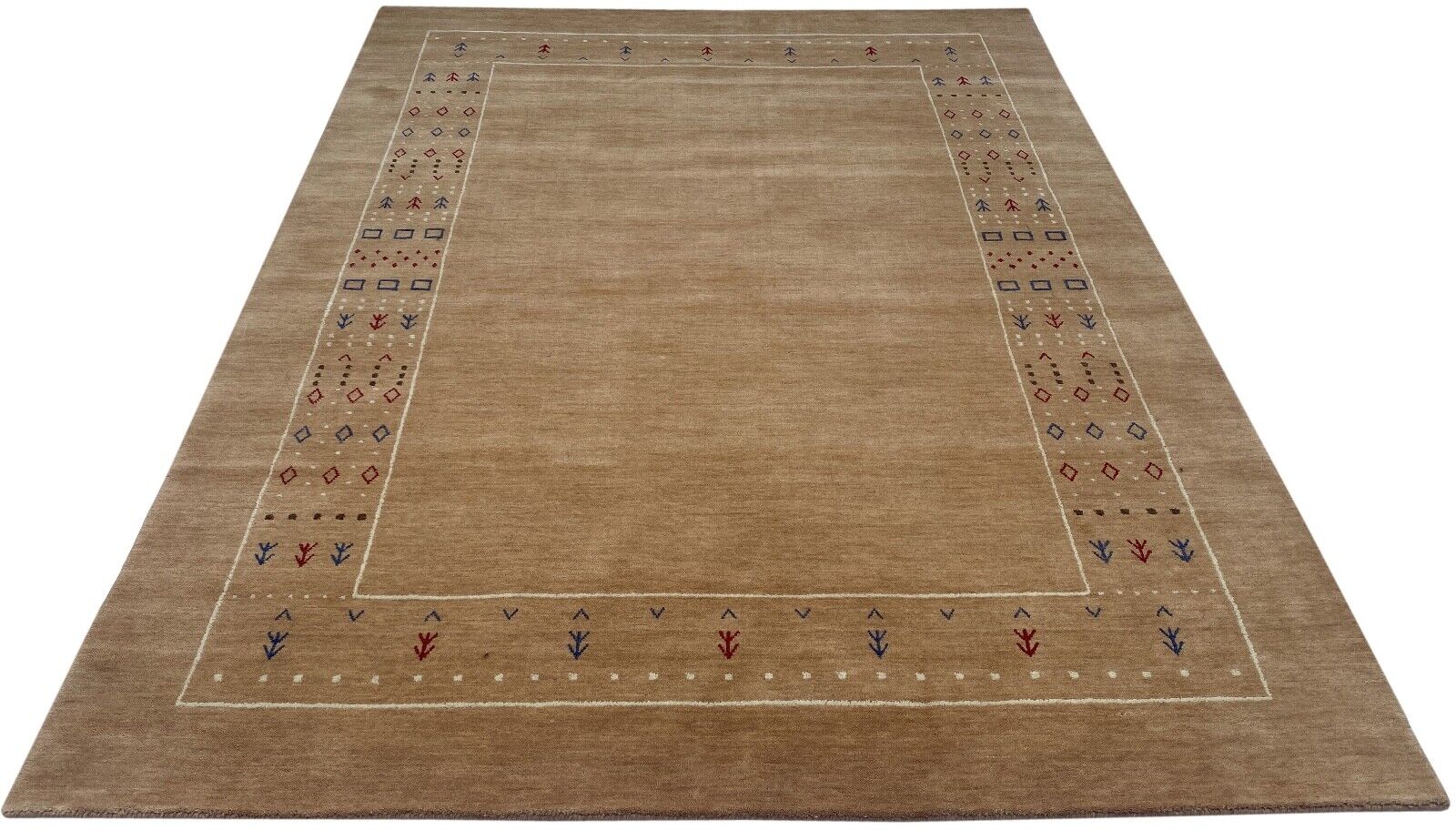 Pfirsich hell braun Teppich 100% Wolle 200x300 cm Handgewebt Orientteppich ac1