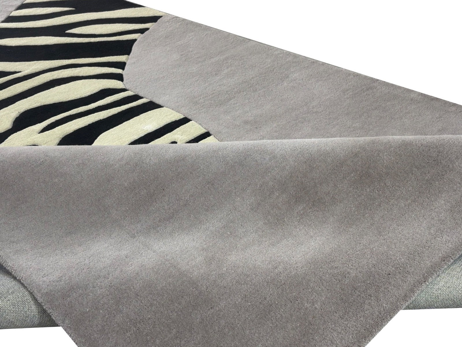 ZEBRA Design Teppich 200x300 cm  Handgetuftet 100% Wolle Grau Schwarz Beige R47