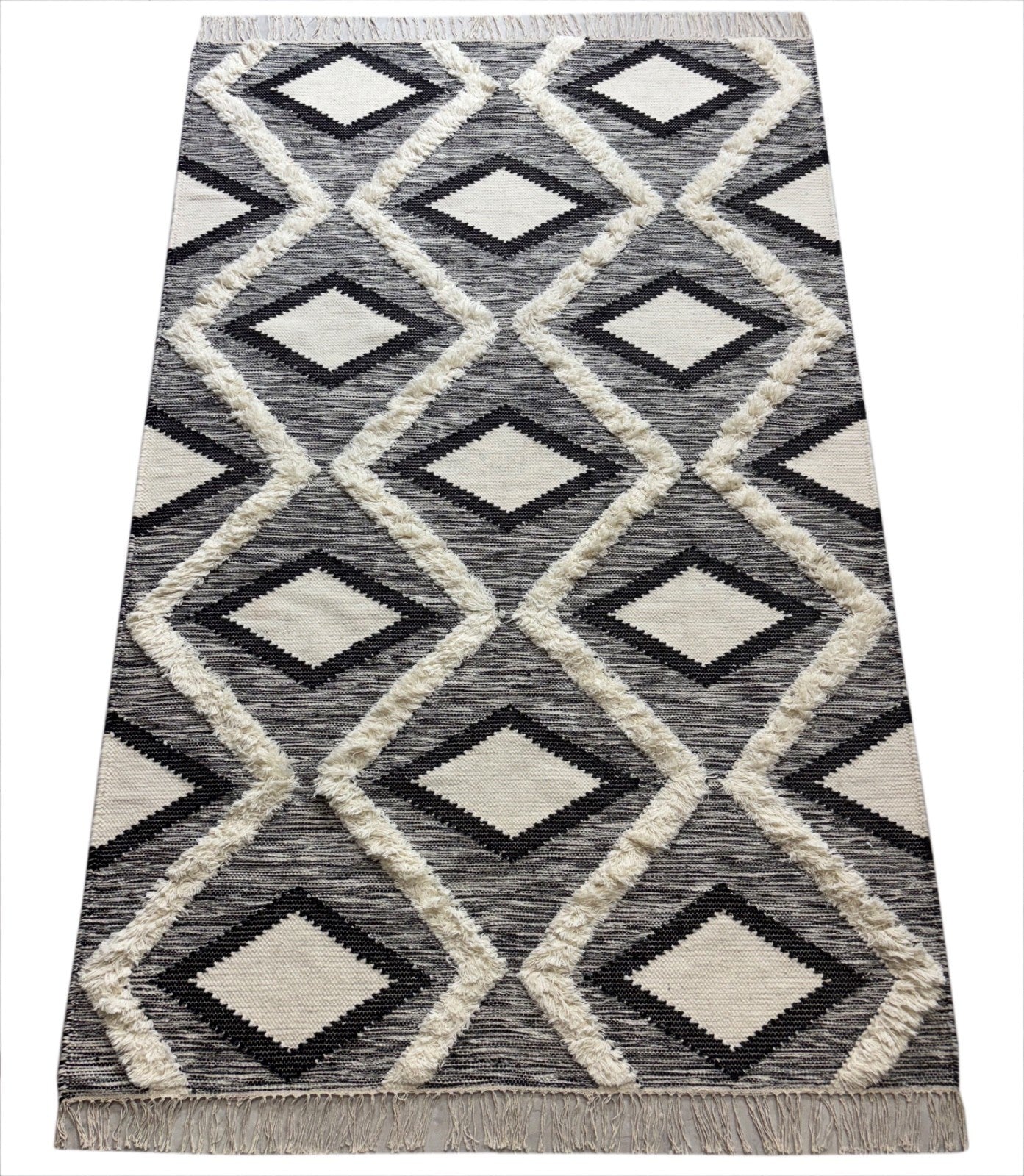 Kilim Teppich Handgewebt Wolle Beige Wohnzimmer Esszimmer 155x240 cm