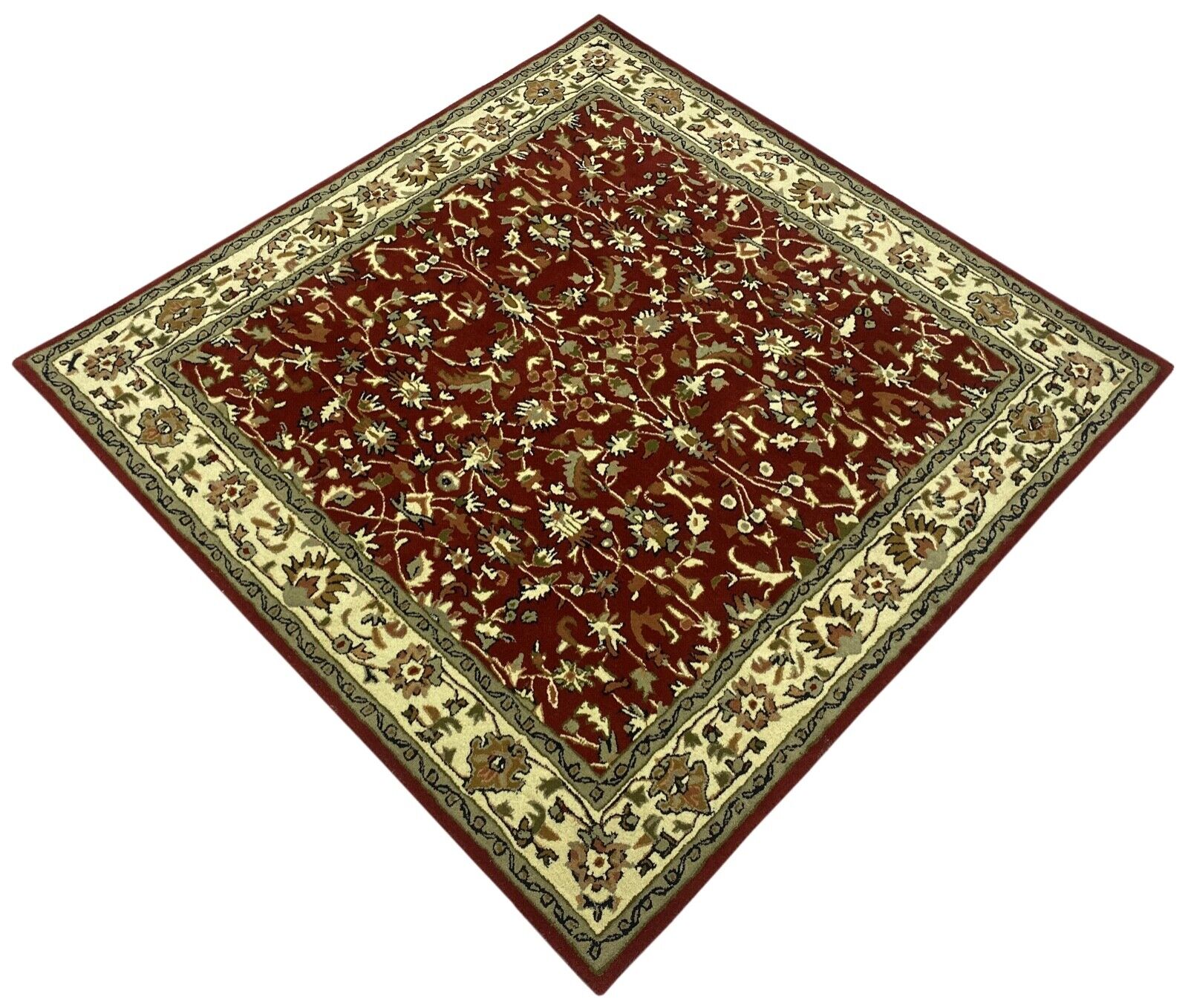 Orientteppich Rot Teppich 100% Wolle Herati Braun Beige Handgetuftet Handgewebt