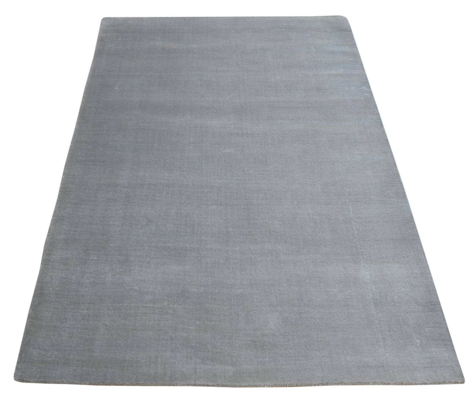 Handgewebter Teppich 150x240 grau Glanzoptik Wolle Flach Wohnzimmer SH112