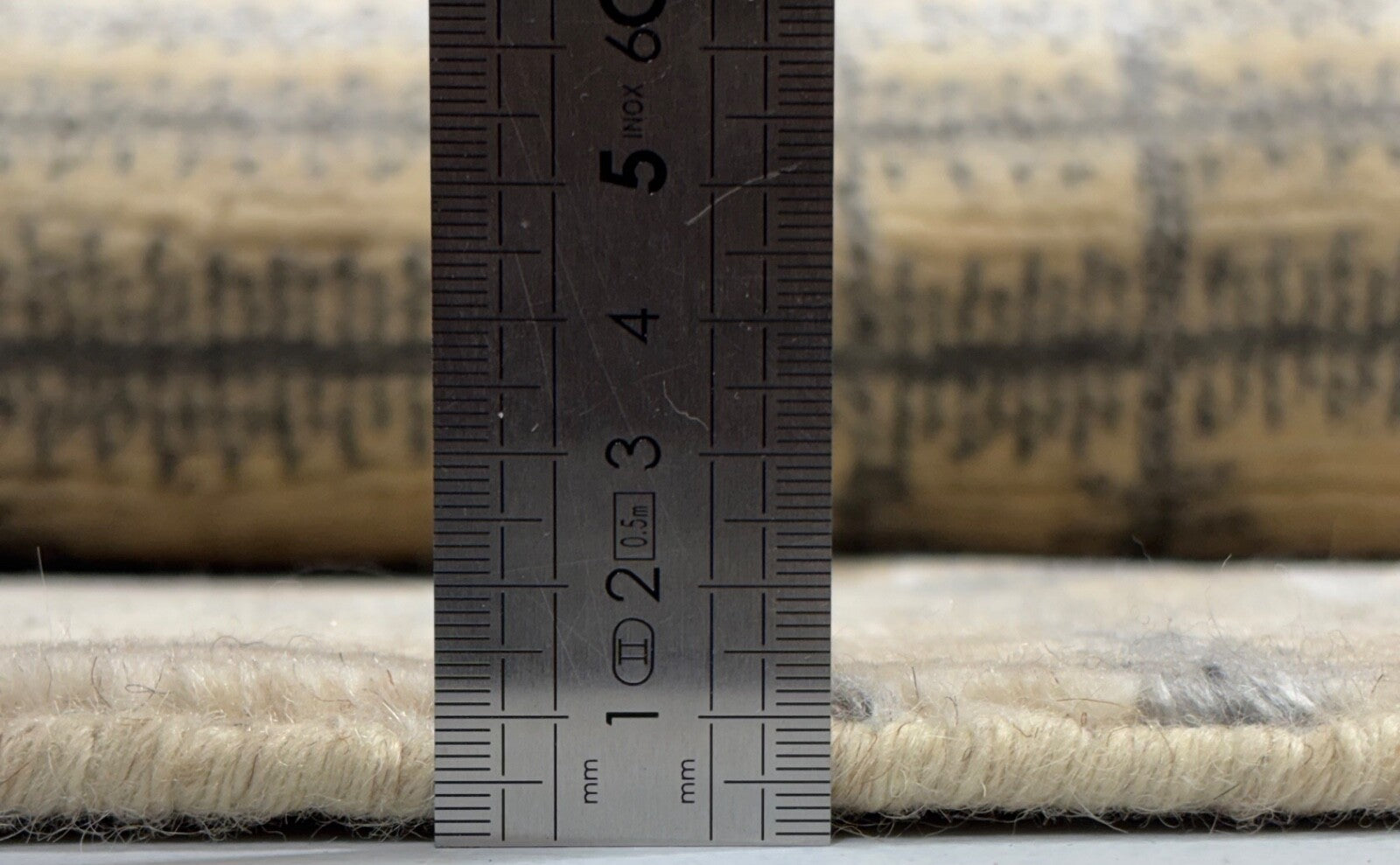 Handgeknüpfter Wollteppich 90x90 cm Naturbeige Modern Design Teppich R107