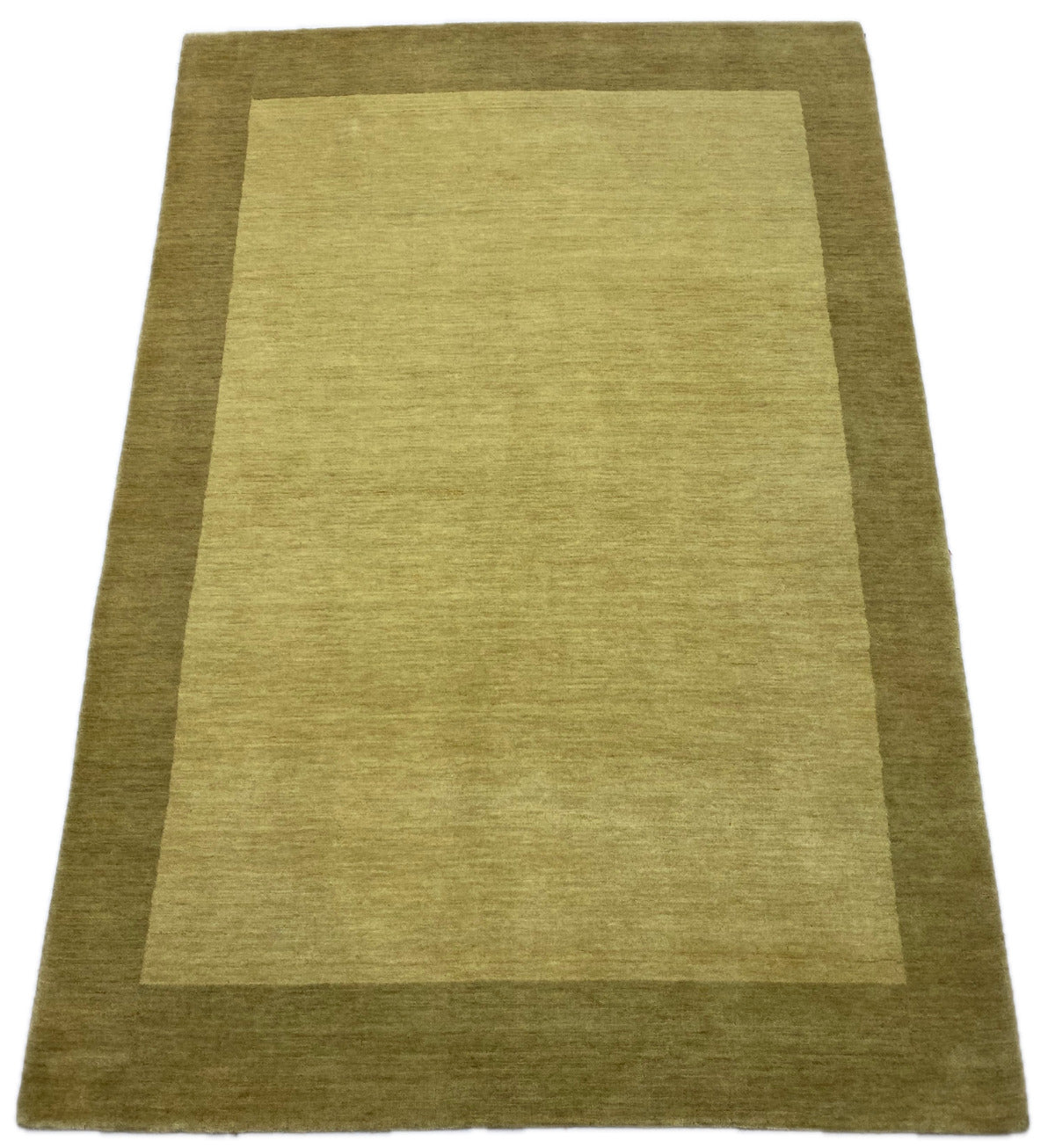 Handgefertigter Wollteppich 140x200 cm Hochwertig Olivbraun Sandbeige Modern 190