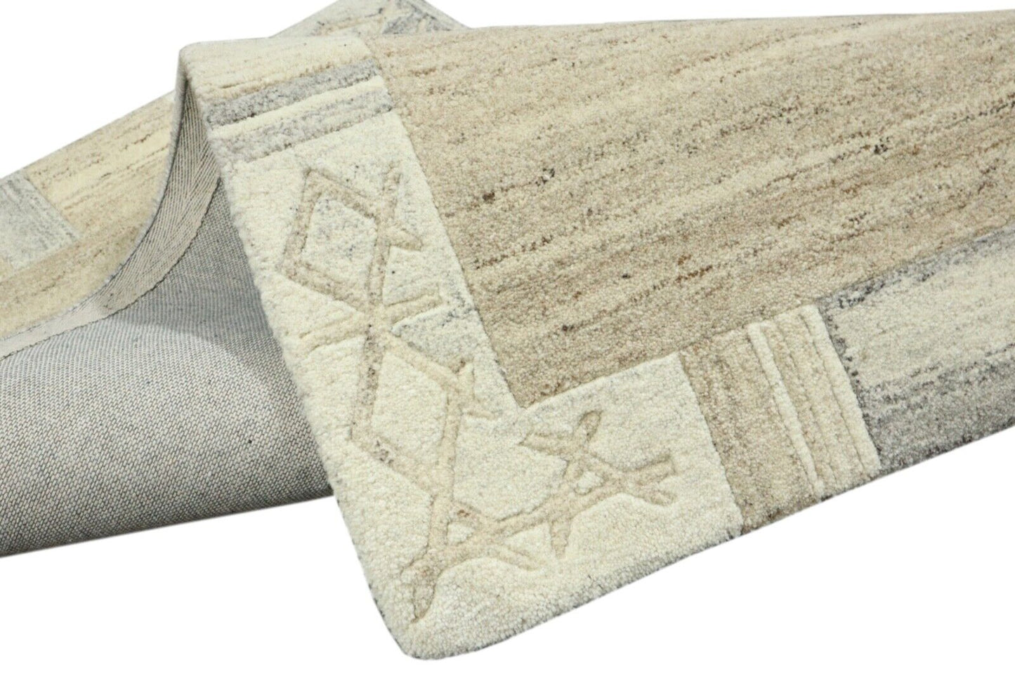 Gabbeh Teppich 100% Wolle 70X140 cm Handarbeit Braun Beige Handgetuftet T1011