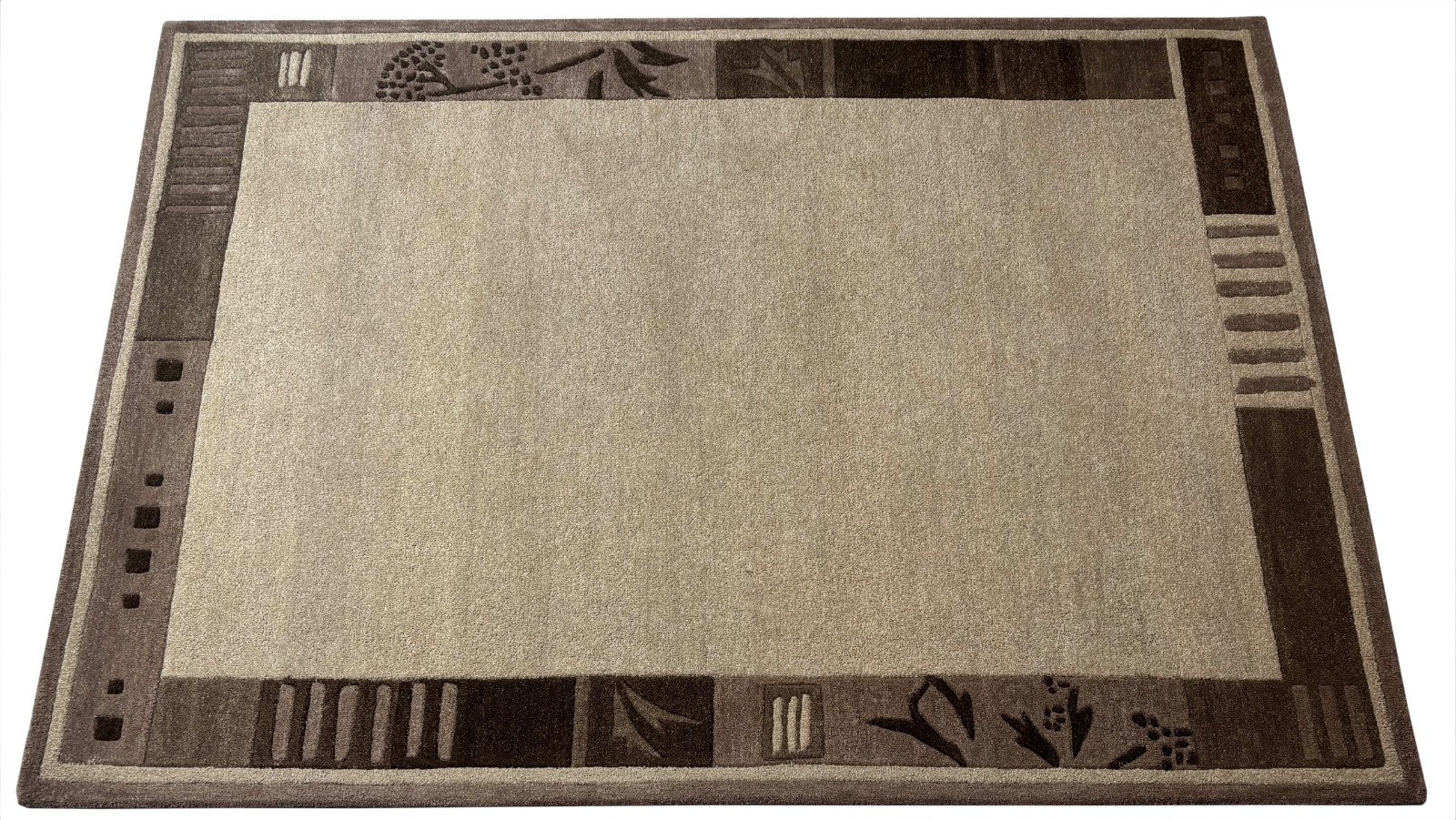Beige Teppich Wolle Braun 160X230 cm Handarbeit Handgetuftet HT200