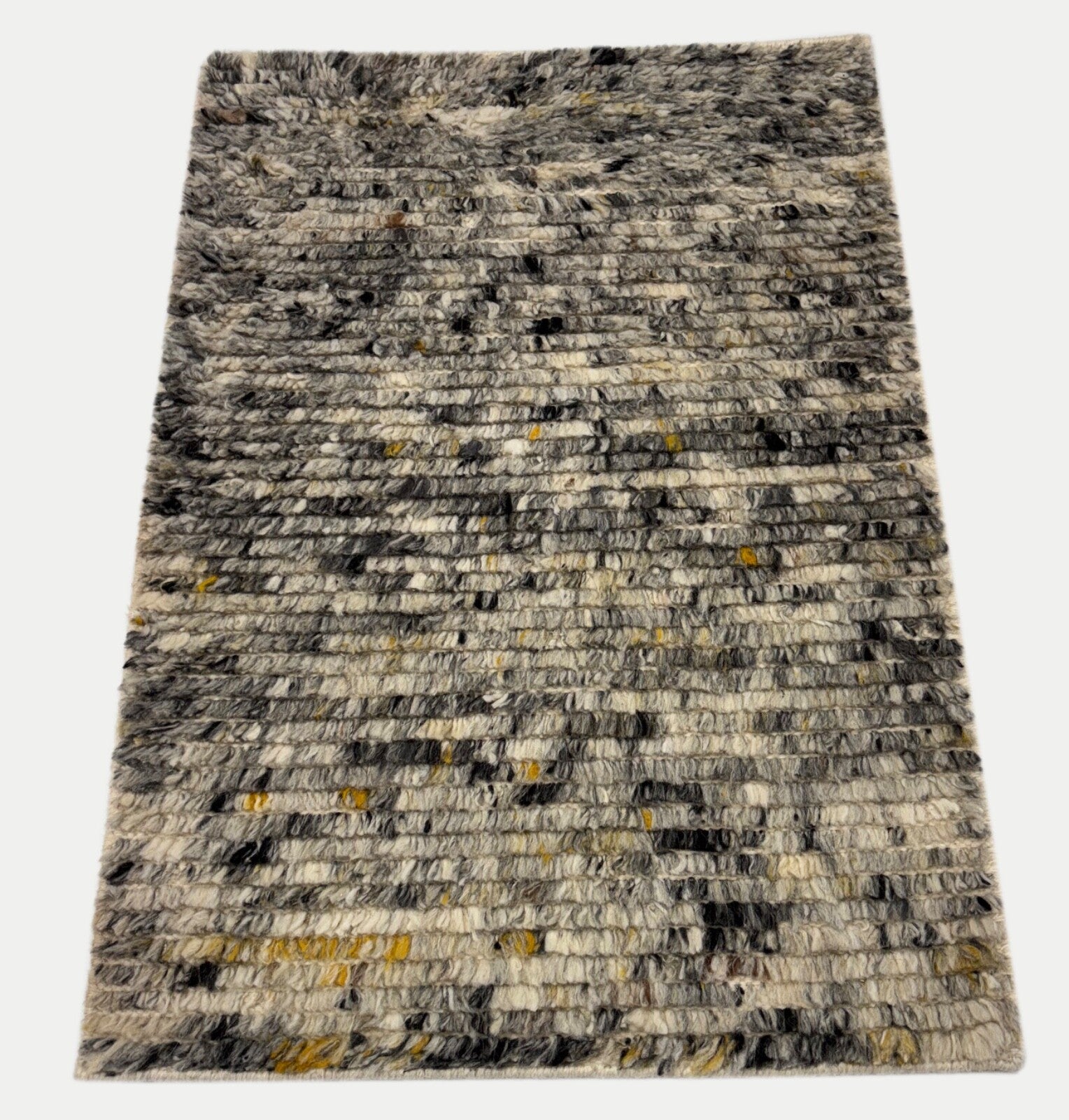 Tappeto annodato a mano in lana 100% 60x90 Tappeto dal design moderno Grigio Beige BCI88