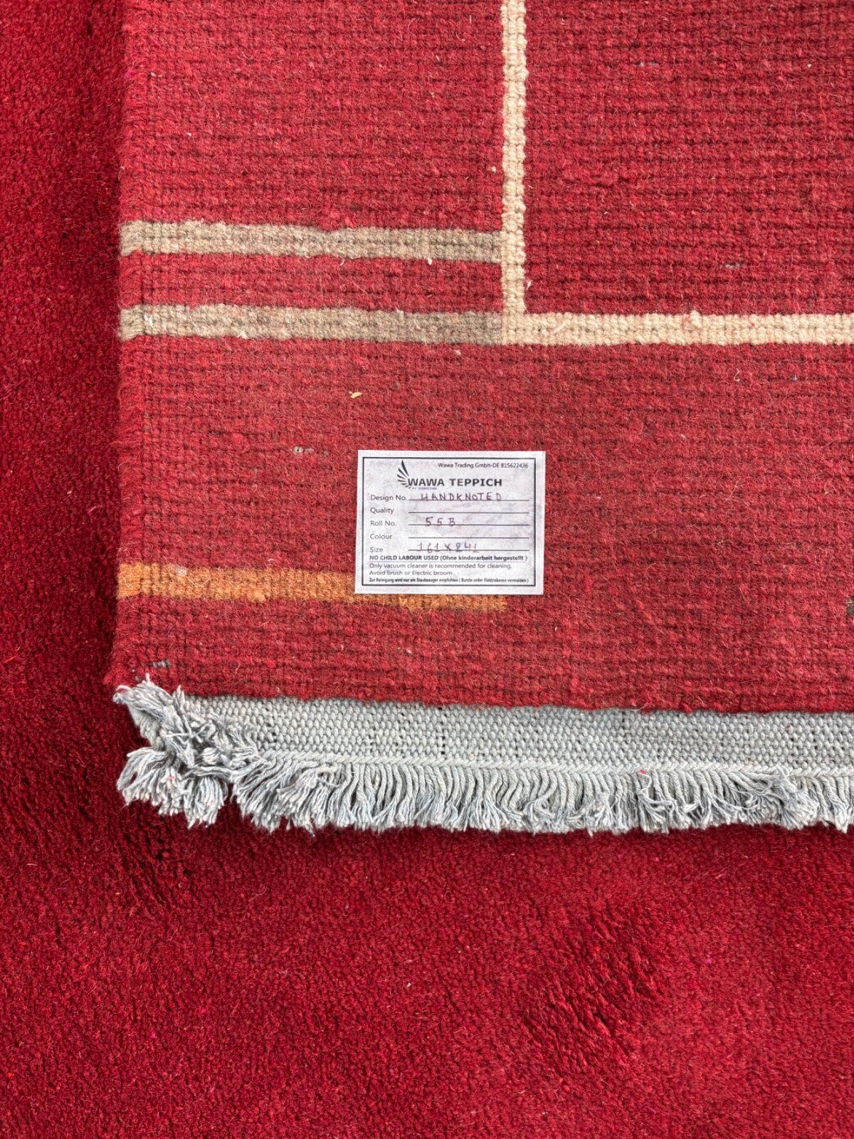 Rot Teppich Indo Nepal Handgeknüpft 100% Wolle 160X230 cm Orientteppich R55B