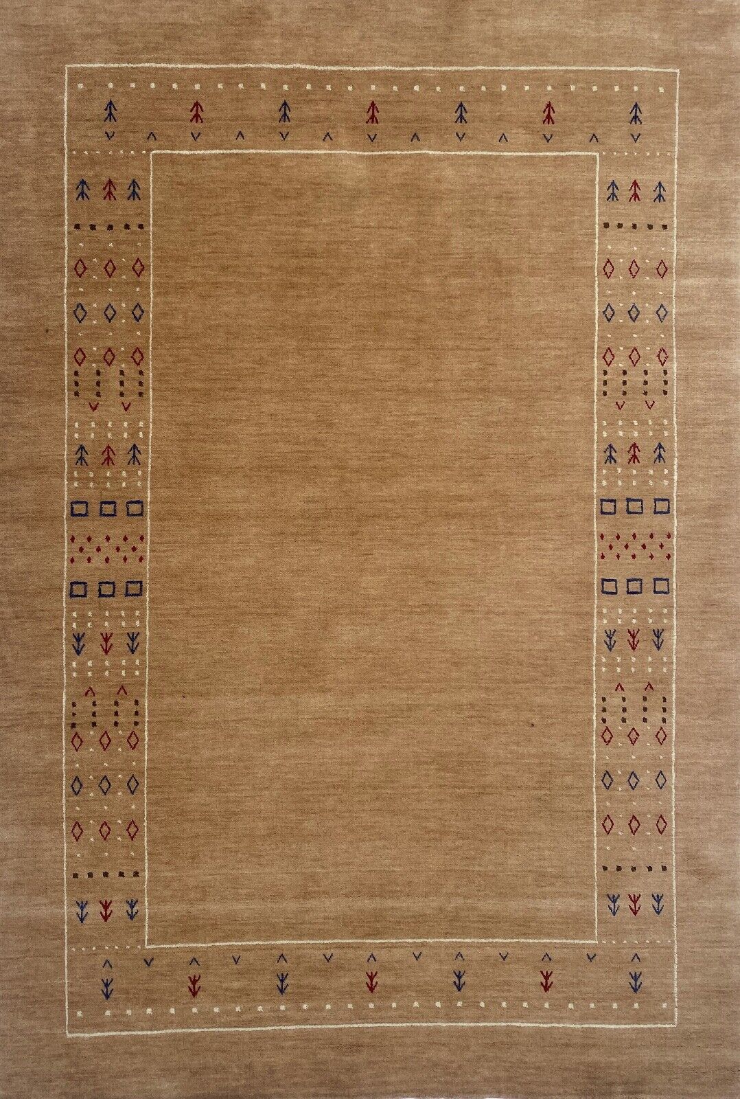 Pfirsich hell braun Teppich 100% Wolle 200x300 cm Handgewebt Orientteppich ac1