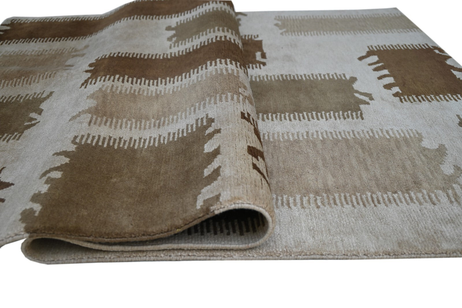 Modernes Handgeknüpfter Wolle 150x240 Vintage Beige Wohnzimmer Teppich SH149