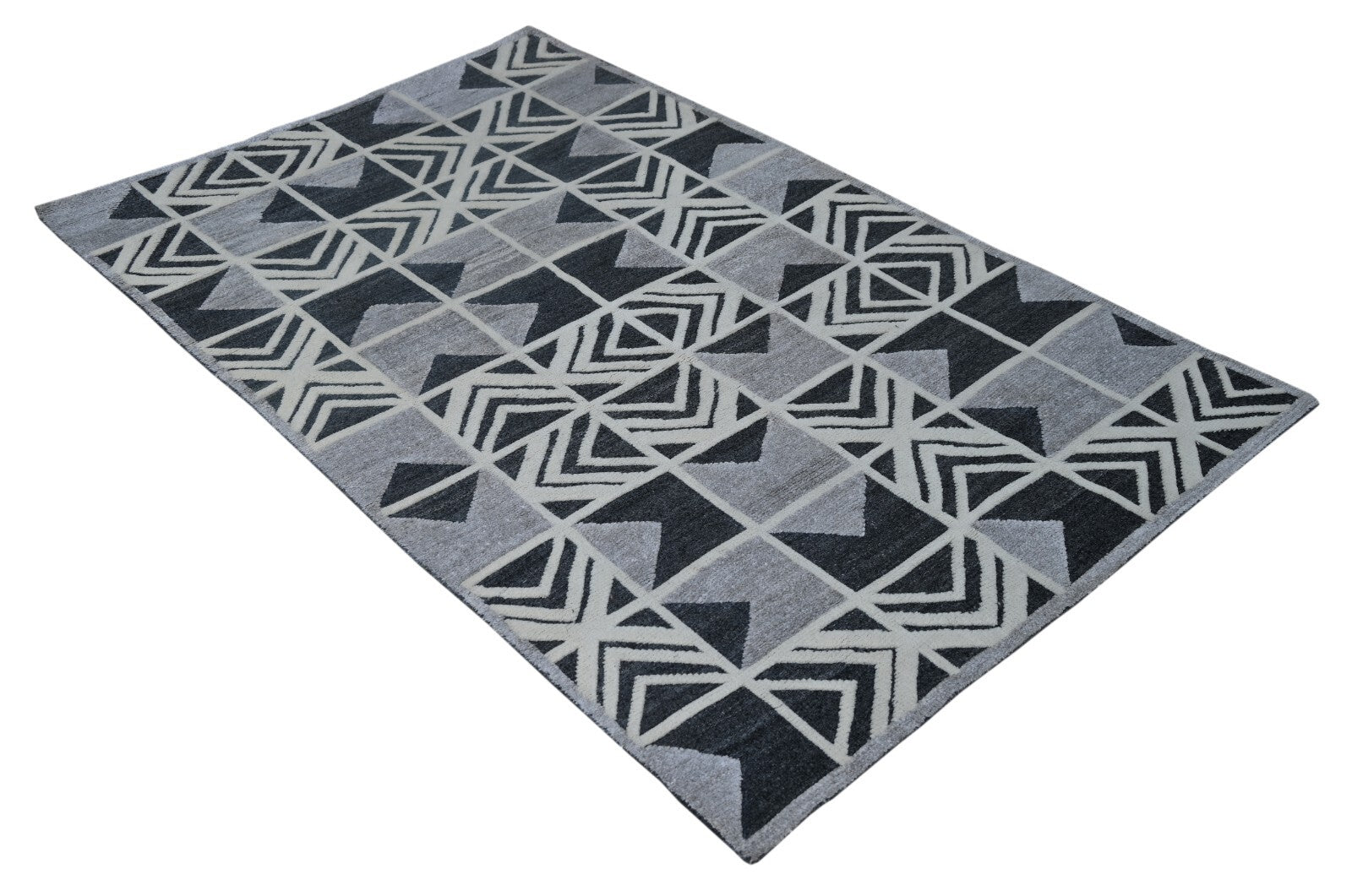 Modernes Handgeknüpfter Wolle 150x240 Vintage grau Wohnzimmer Teppich SH174