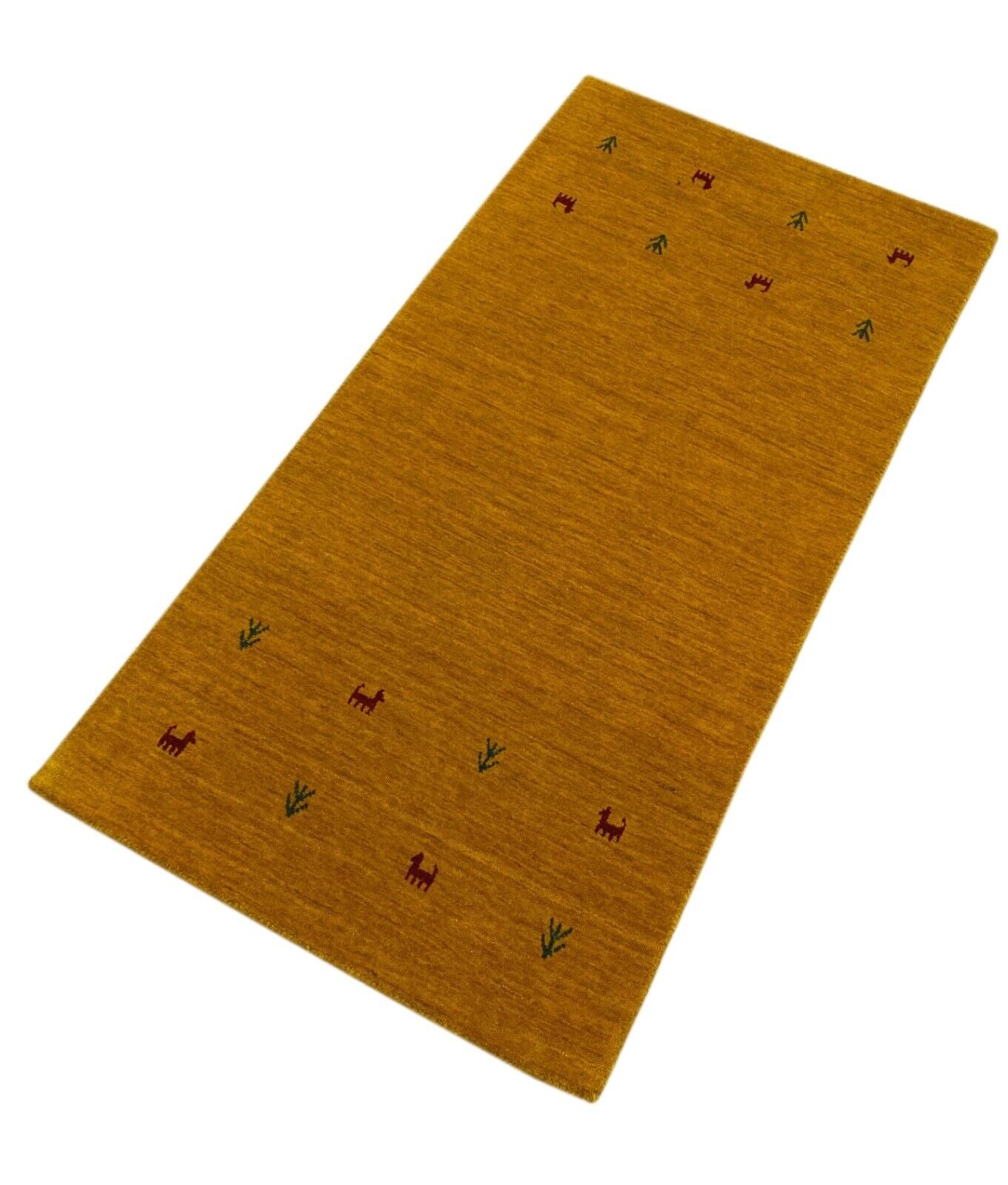 Gold Gabbeh Teppich 100% Wolle Orientteppich Handgewebt  Loom Brücke G625T3