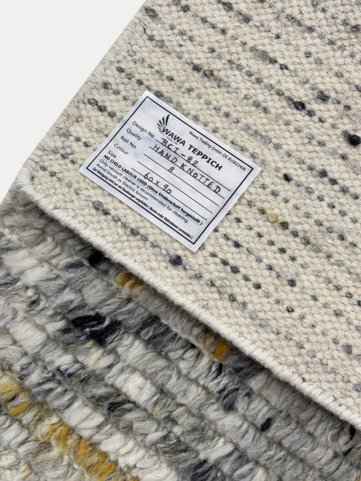 Tappeto annodato a mano in lana 100% 60x90 Tappeto dal design moderno Grigio Beige BCI88