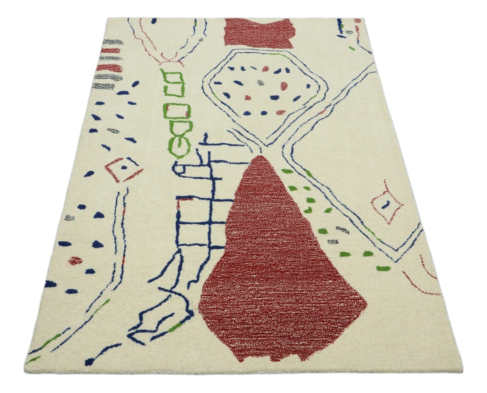 Villane vaip 120x180 beež mitmevärviline abstraktne Maroko disain käsitsi tuftitud HT317