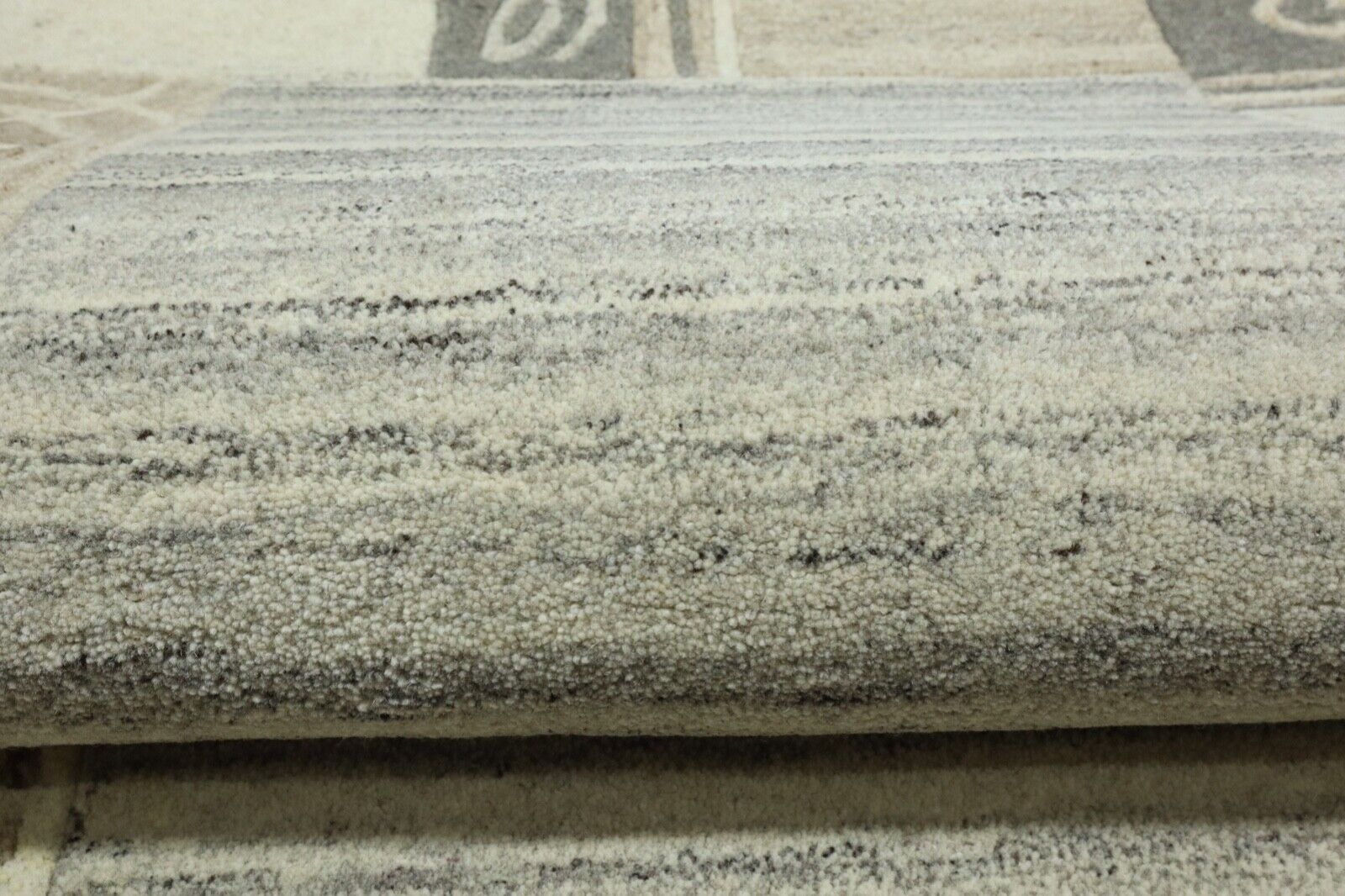 Gabbeh Teppich 100% Wolle 70X140 cm Handarbeit Grau Beige Handgetuftet T1015