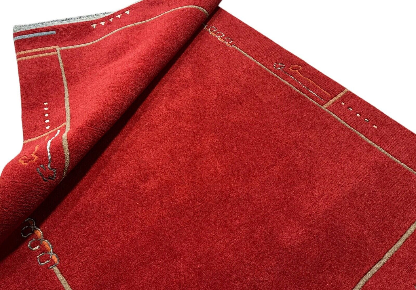Rot Teppich Indo Nepal Handgeknüpft 100% Wolle 160X230 cm Orienttepich R26