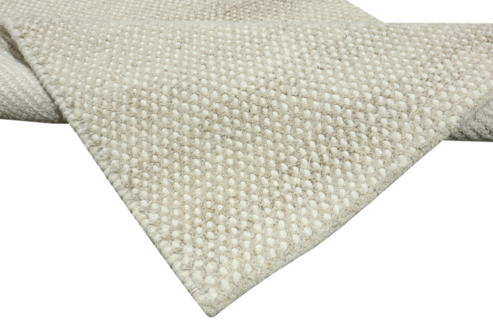 Silber Design Teppich Läufer 100% Wolle Handgewebt Beige Creme Weich D727