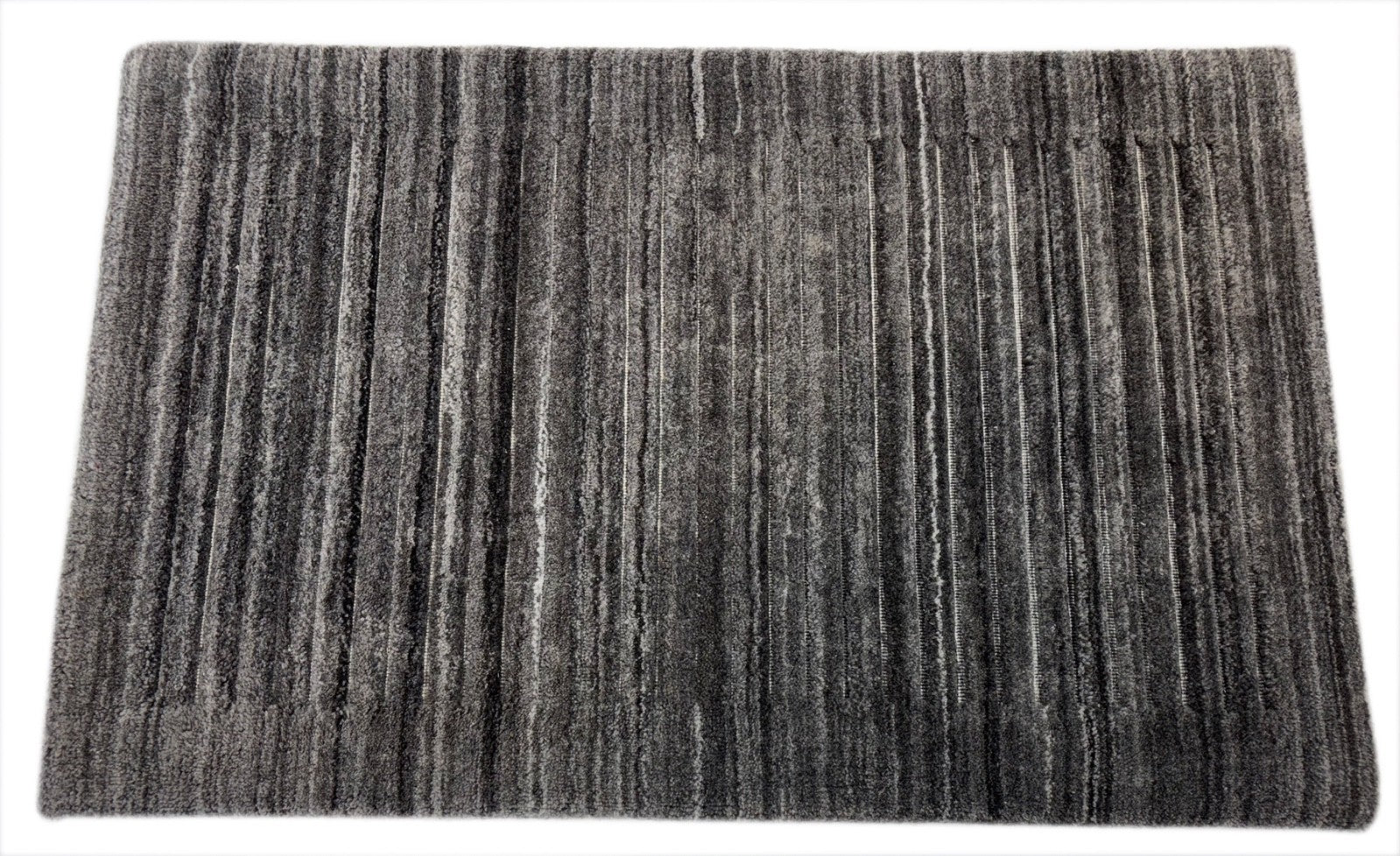 Handgewebter Teppich 60x90 cm Grau Modern Nachhaltig PET Garn Design Teppich R77