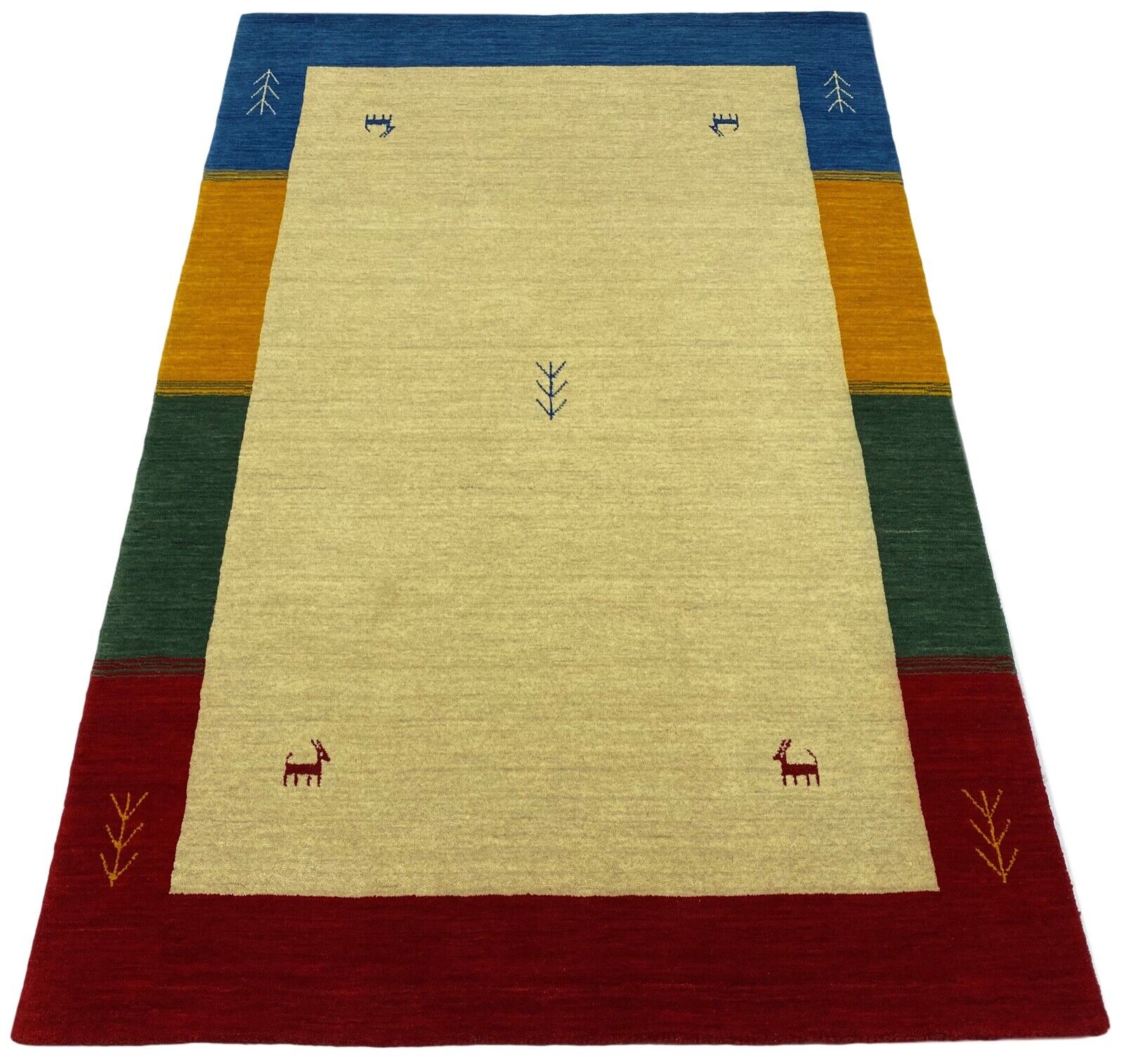 Orientteppich Gabbeh Handgewebt Teppich 100% Wolle Handloom Brücke Fussmatten