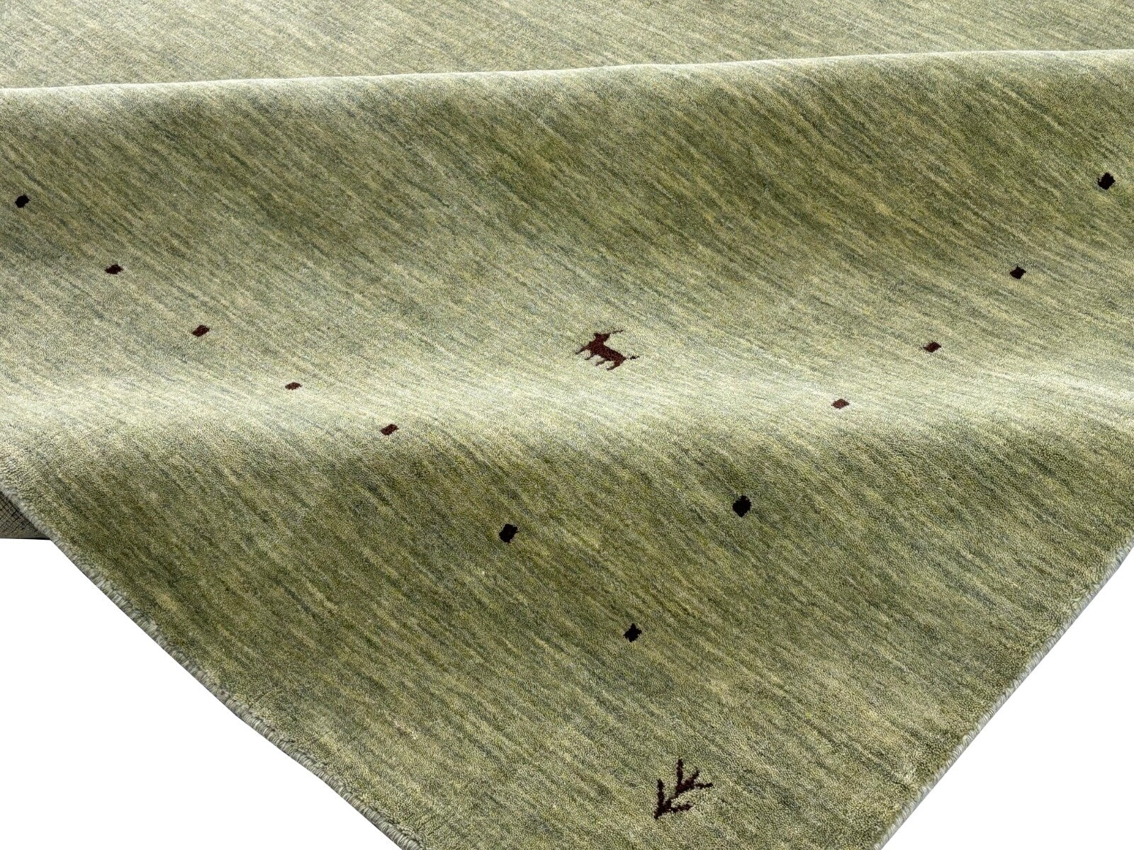 Handgewebter Wollteppich Olivgrün Uni Moderní Teppich aus Wolle 242x300 cm WR129