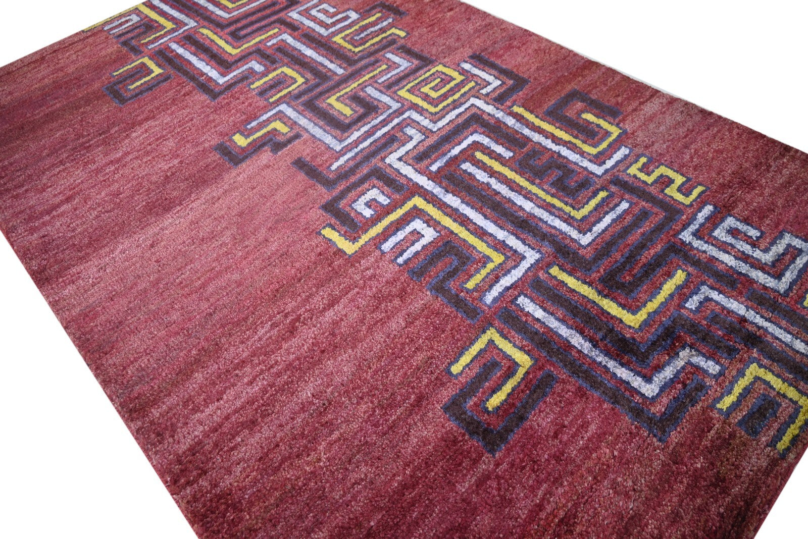 Modernes Handgeknüpfter Wolle 150x240 Vintage Rot Wohnzimmer Teppich SH164