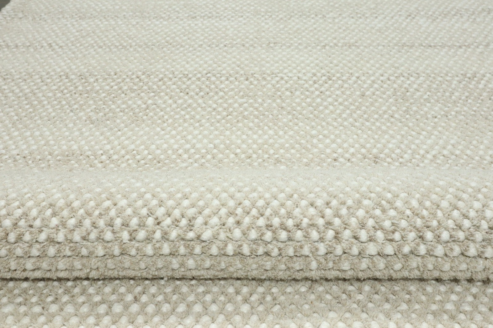 Silber Design Teppich Läufer 100% Wolle Handgewebt Beige Creme Weich D727