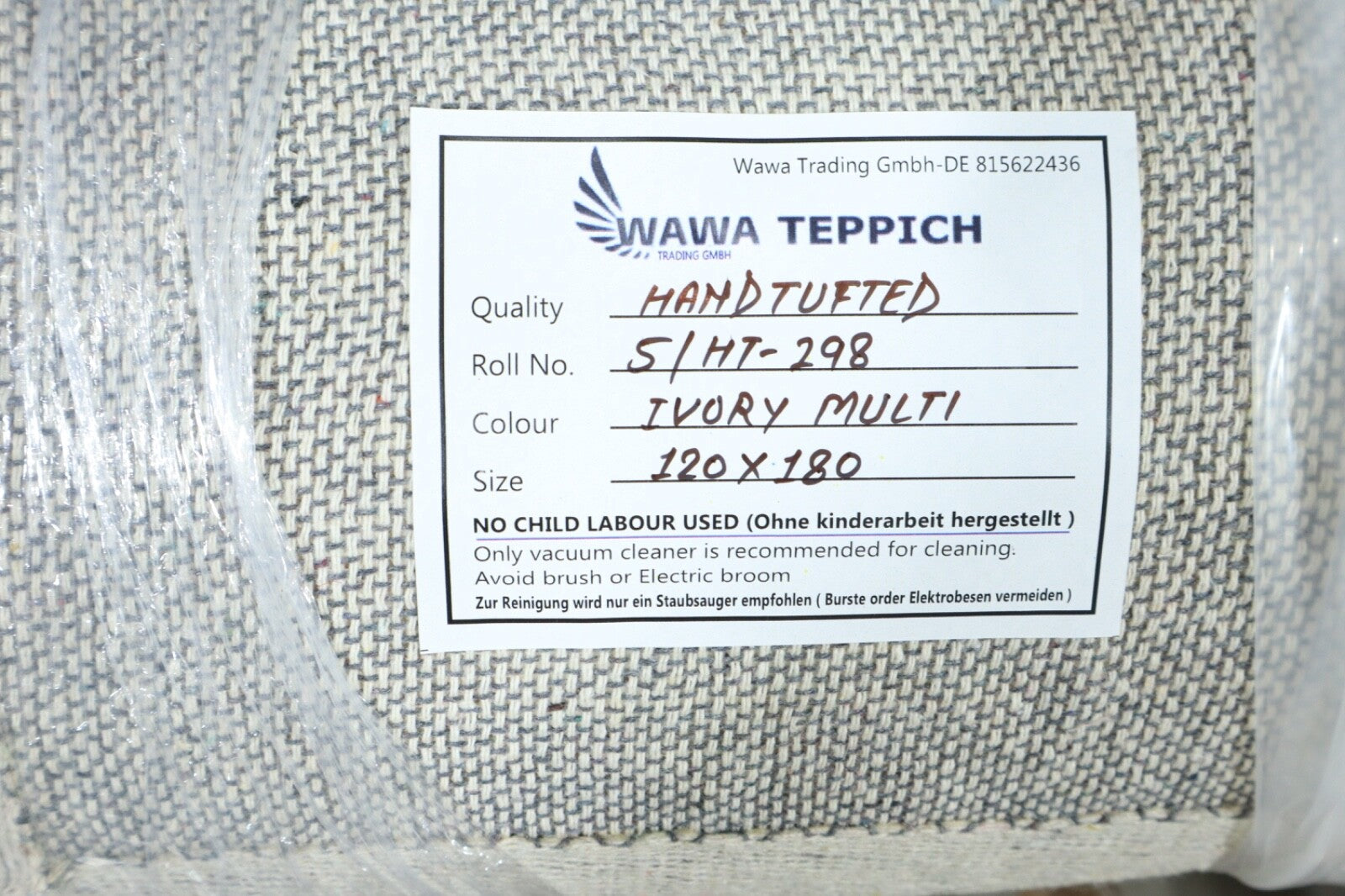 Wollen vloerkleed 120x180 cm, beige, rood, veelkleurig Marokkaans patroon, woonkamer, handgetuft, HT298