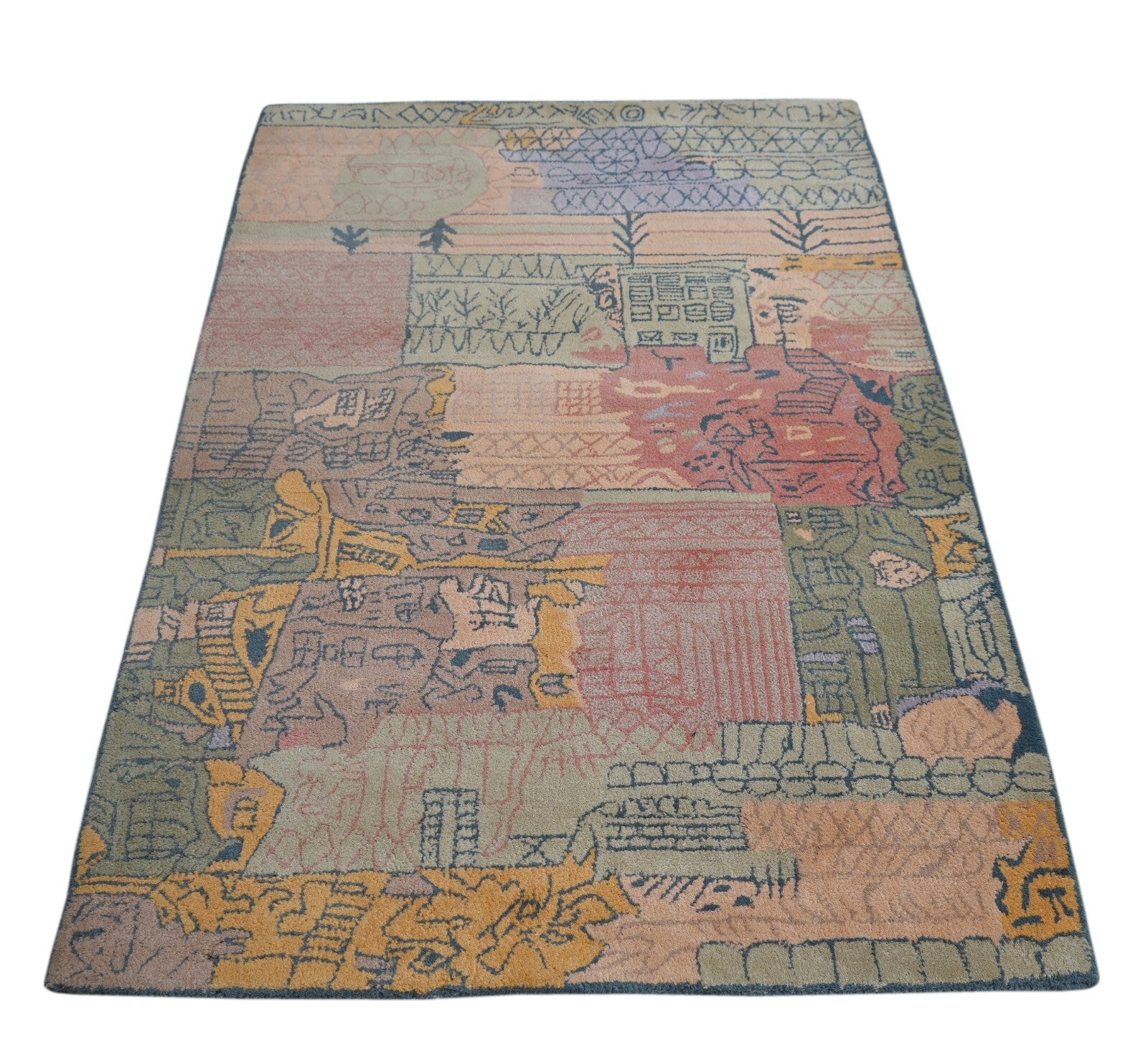 Handgetufteter Wolle teppich 120x180 Multi-Pfirsich Modern Wohnzimmer SH251