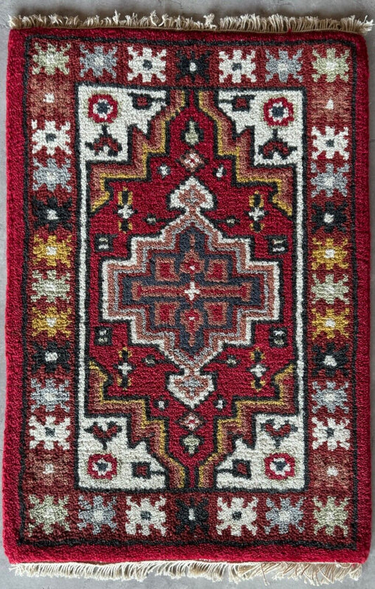 Handgeknüpft Fußmatten 40X60 CM Brücke Automatten Teppich 100% Wolle Rot PH11