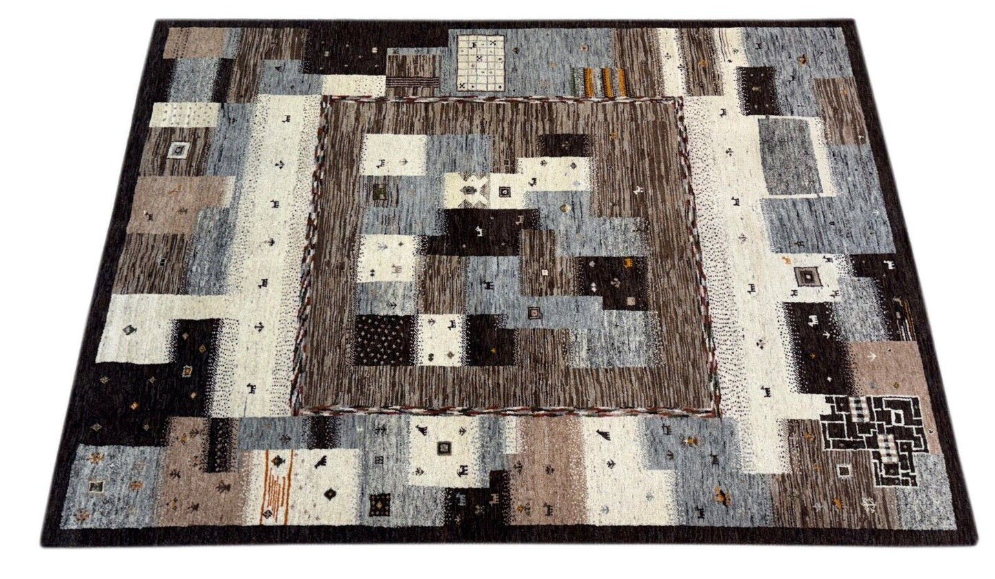 Teppich Perser Gabbeh Loribaft 170x240 cm Handgeknüpft 100% Wolle natural st919