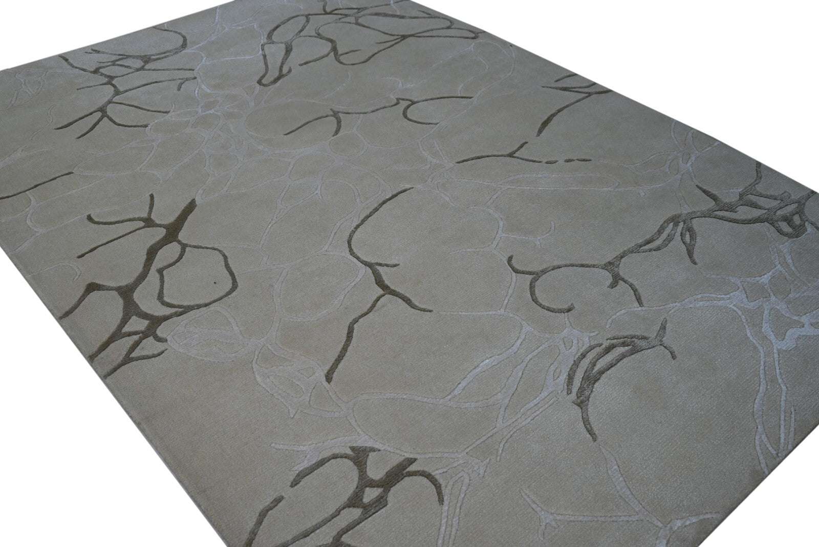 Modernes Handgeknüpfter Wolle 120x180 Vintage Creme Wohnzimmer Teppich SH146