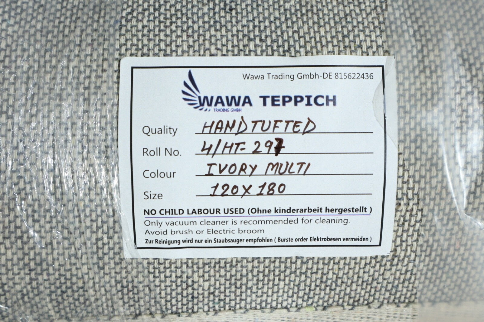 Wollteppich 120x180 Beige Bunt Geometrisch Modern Teppich Handgetufteter HT297