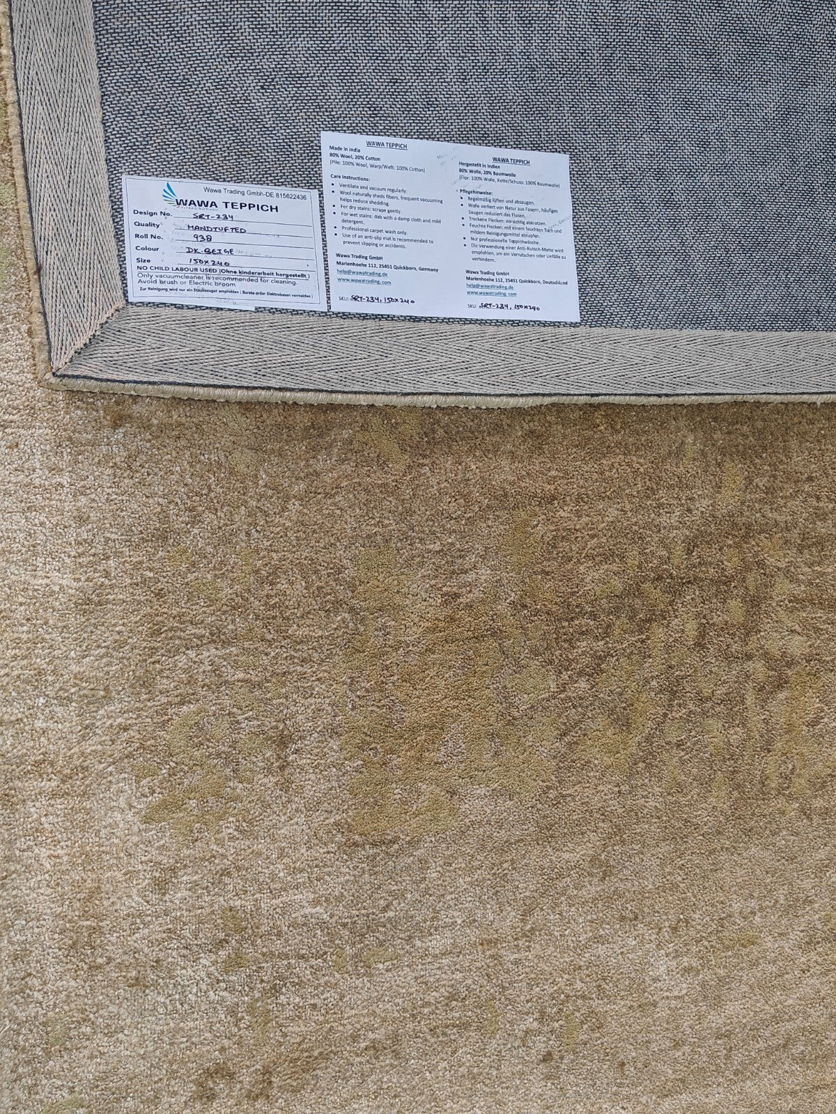 Handgetufteter Viskose teppich 150x240 dark beige  Modern Wohnzimmer SH234