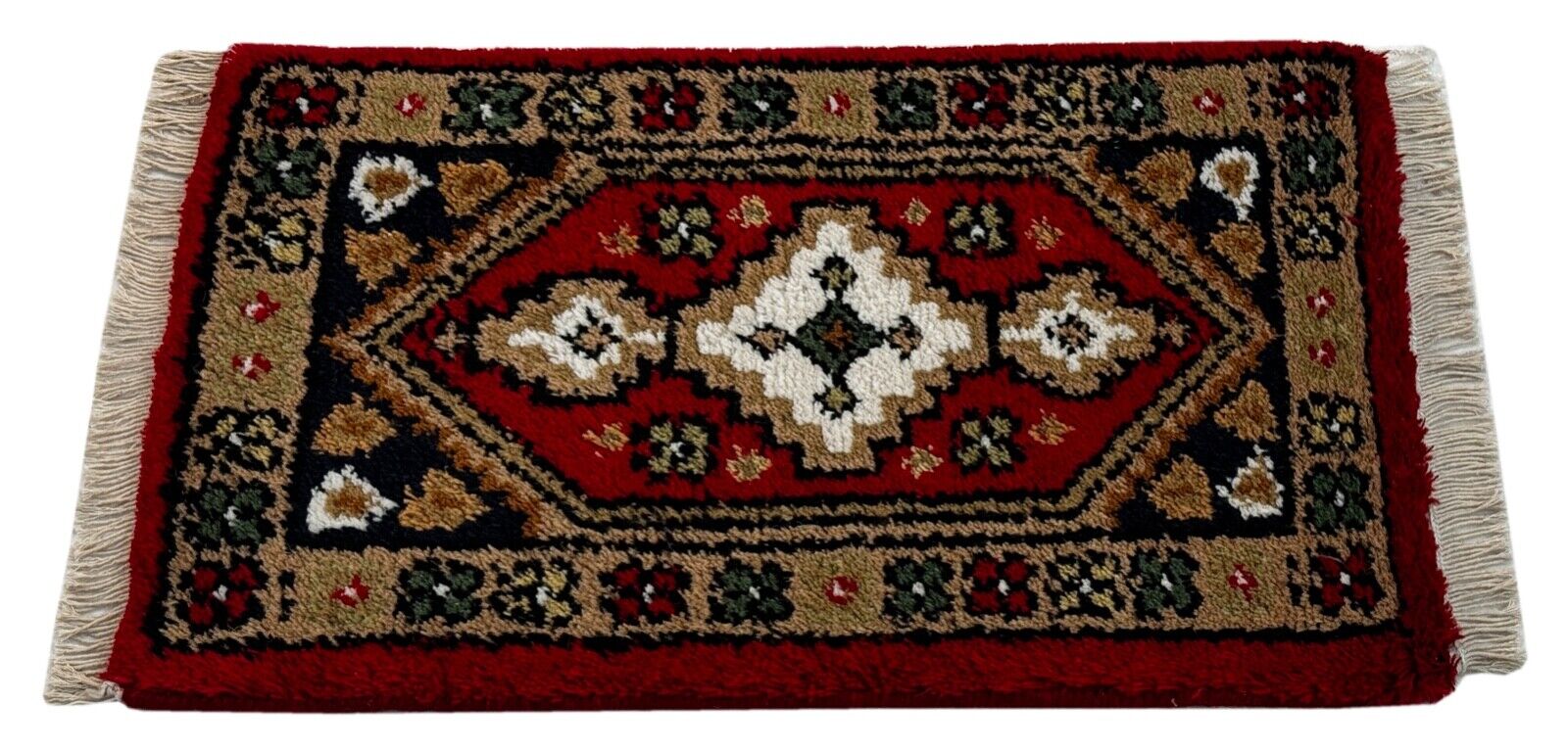 Fußmatten 40X60 CM Handgeknüpft Teppich 100% Wolle Rot Gold Brücke Automatten